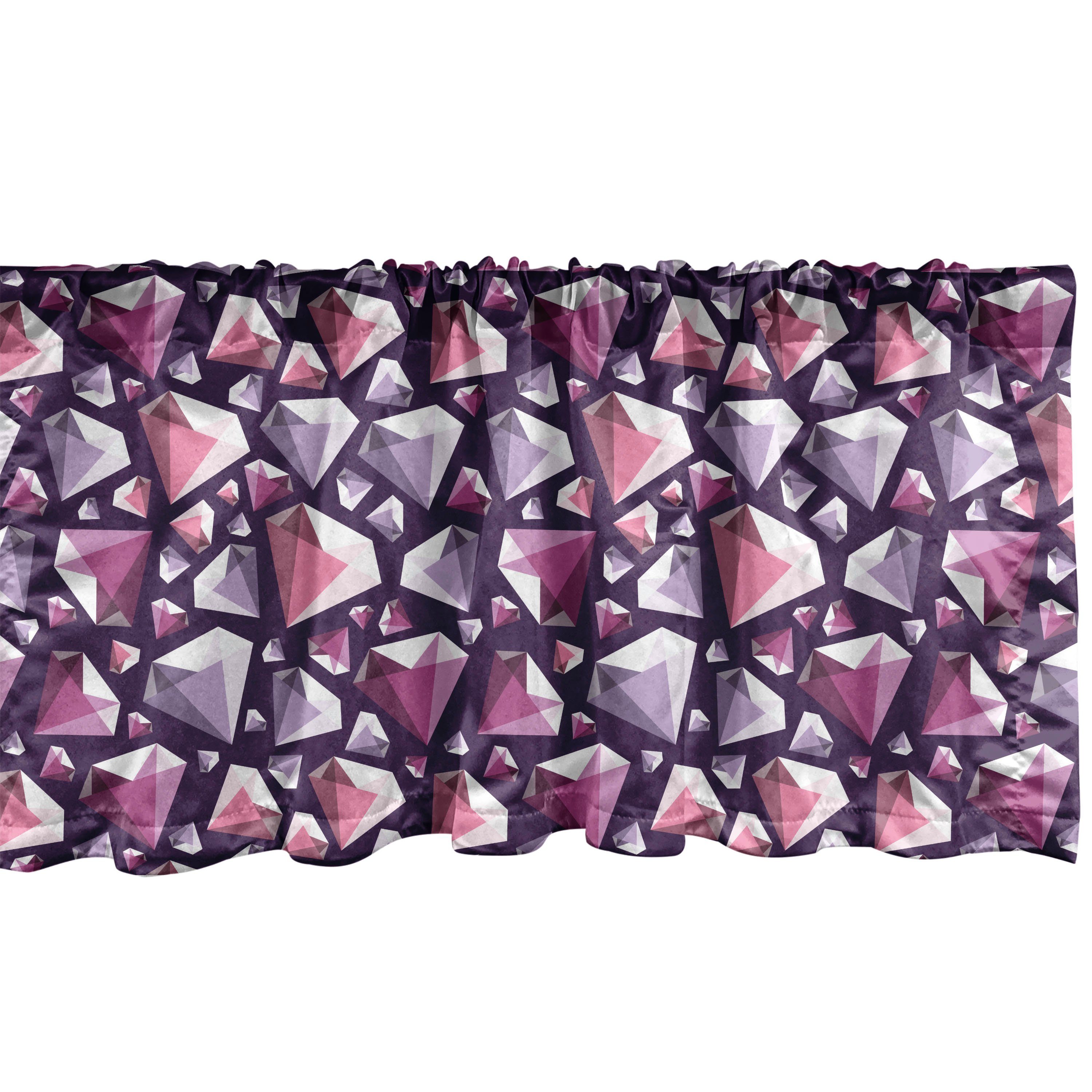 Scheibengardine Vorhang Volant für Kristalledelstein-Art-Muster Küche Schlafzimmer Dekor Diamanten Microfaser, Stangentasche, mit Abakuhaus