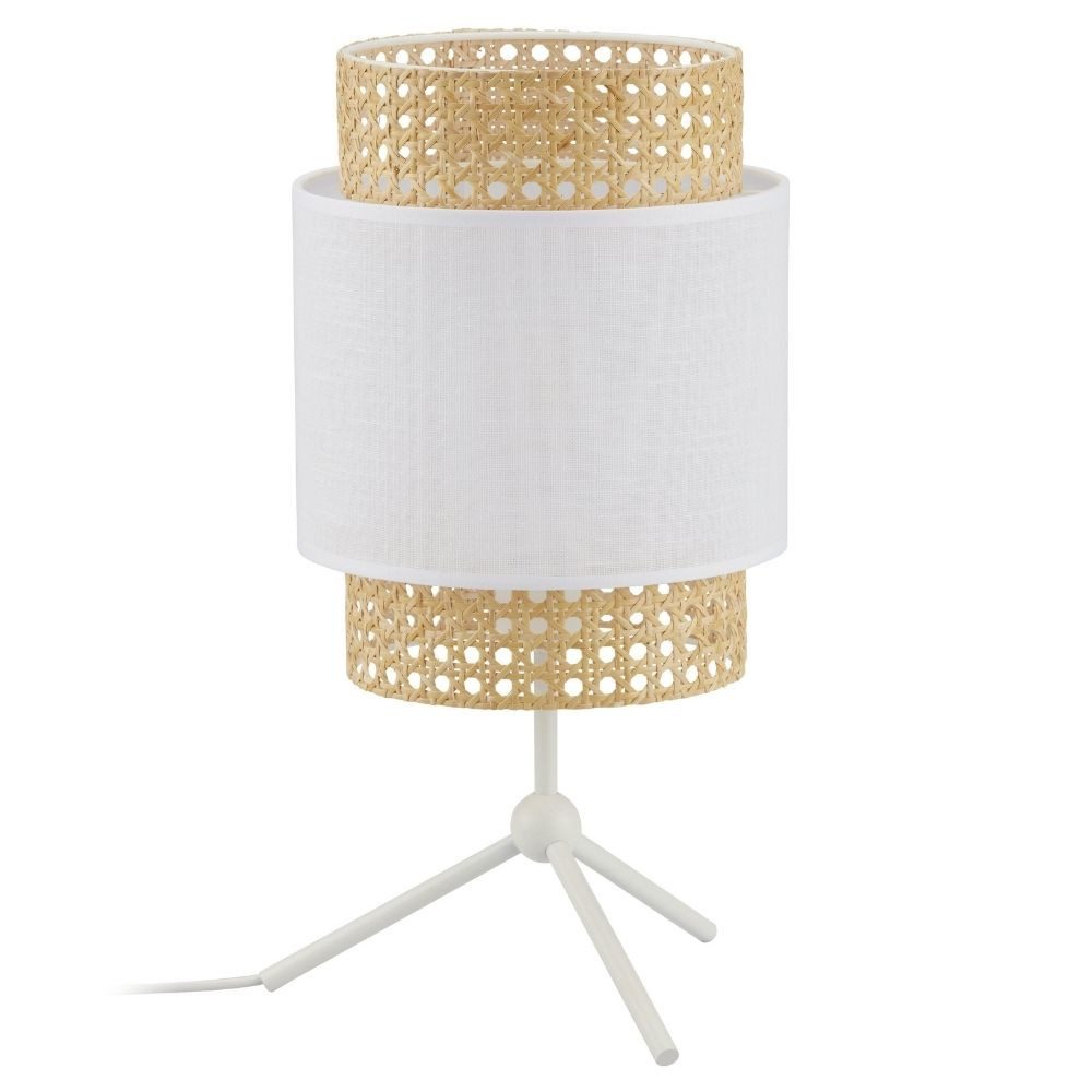 famlights Tischleuchte famlights, Tischleuchte Kate in Weiß und Braun E27