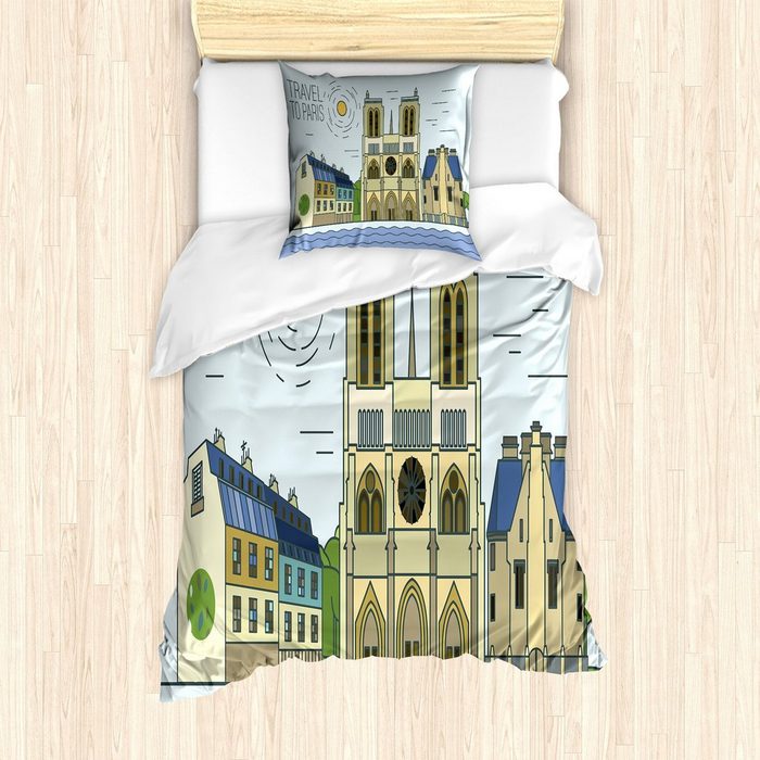 Bettwäsche Milbensicher Allergiker geeignet mit Kissenbezug Abakuhaus Microfaser Notre Dame De Paris Postkarten-Bild