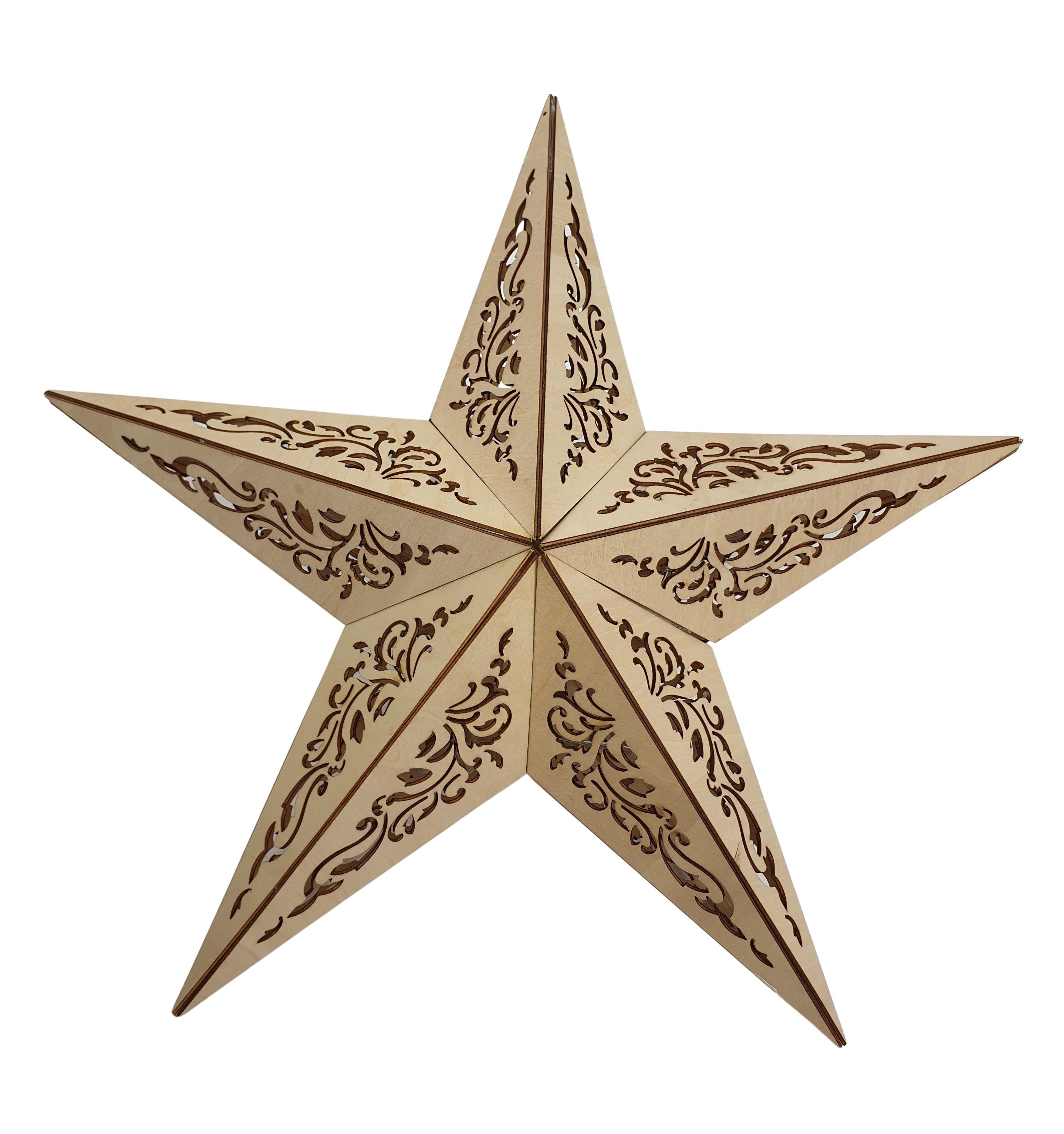 Thomas Philipps Dekostern Weihnachtsstern Dekostern Stern aus Holz 15 LED warmweiß