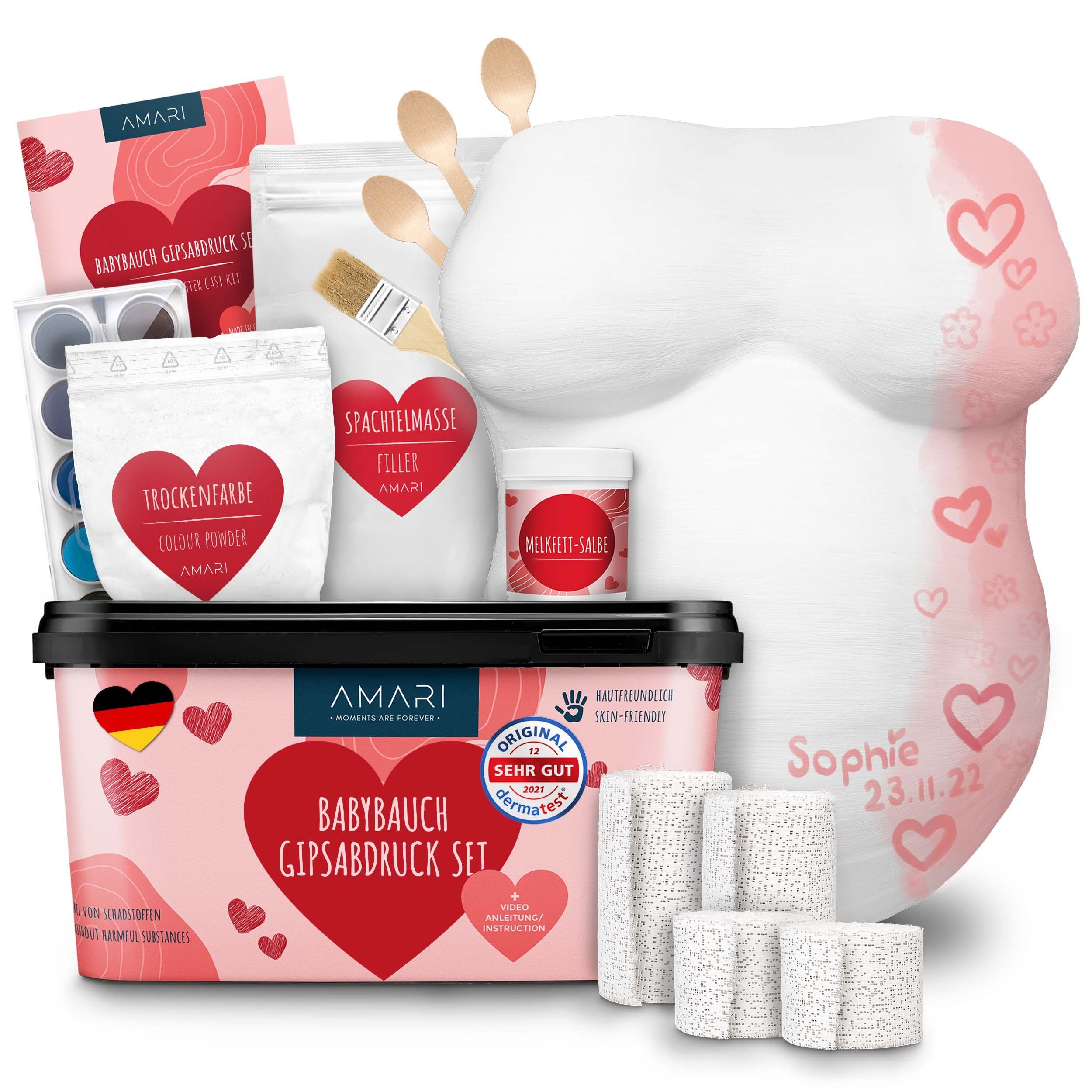 Amari Modelliermasse AMARI® Gipsabdruck Babybauch Set, Gipsabdruckset Babybauch