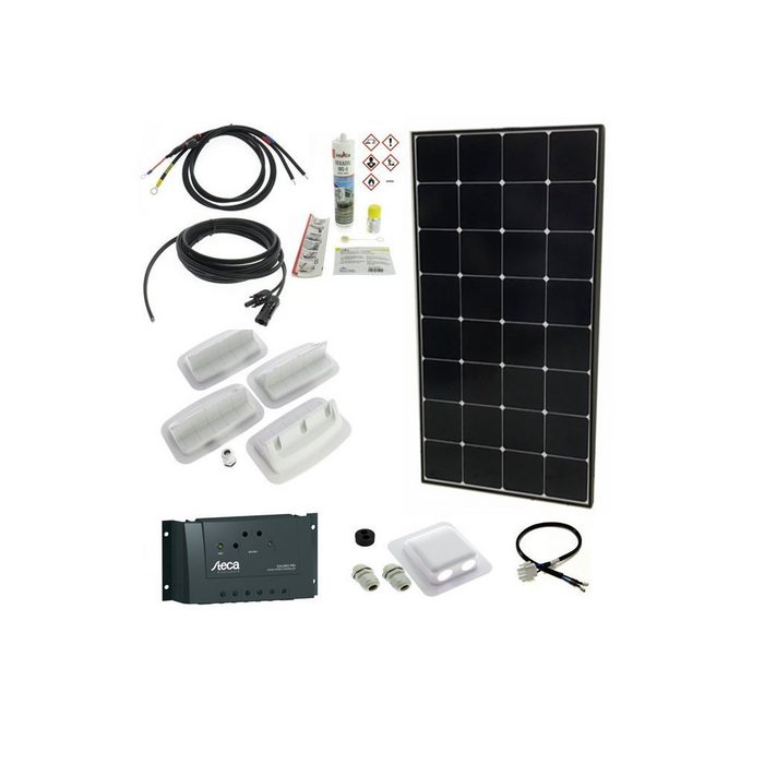 DSX Solaranlage Wohnmobil Caravan Solaranlage Solarmodul Sunpower 120 Watt Steca Regler 1515 Klebeset Kabel 120 00 W
