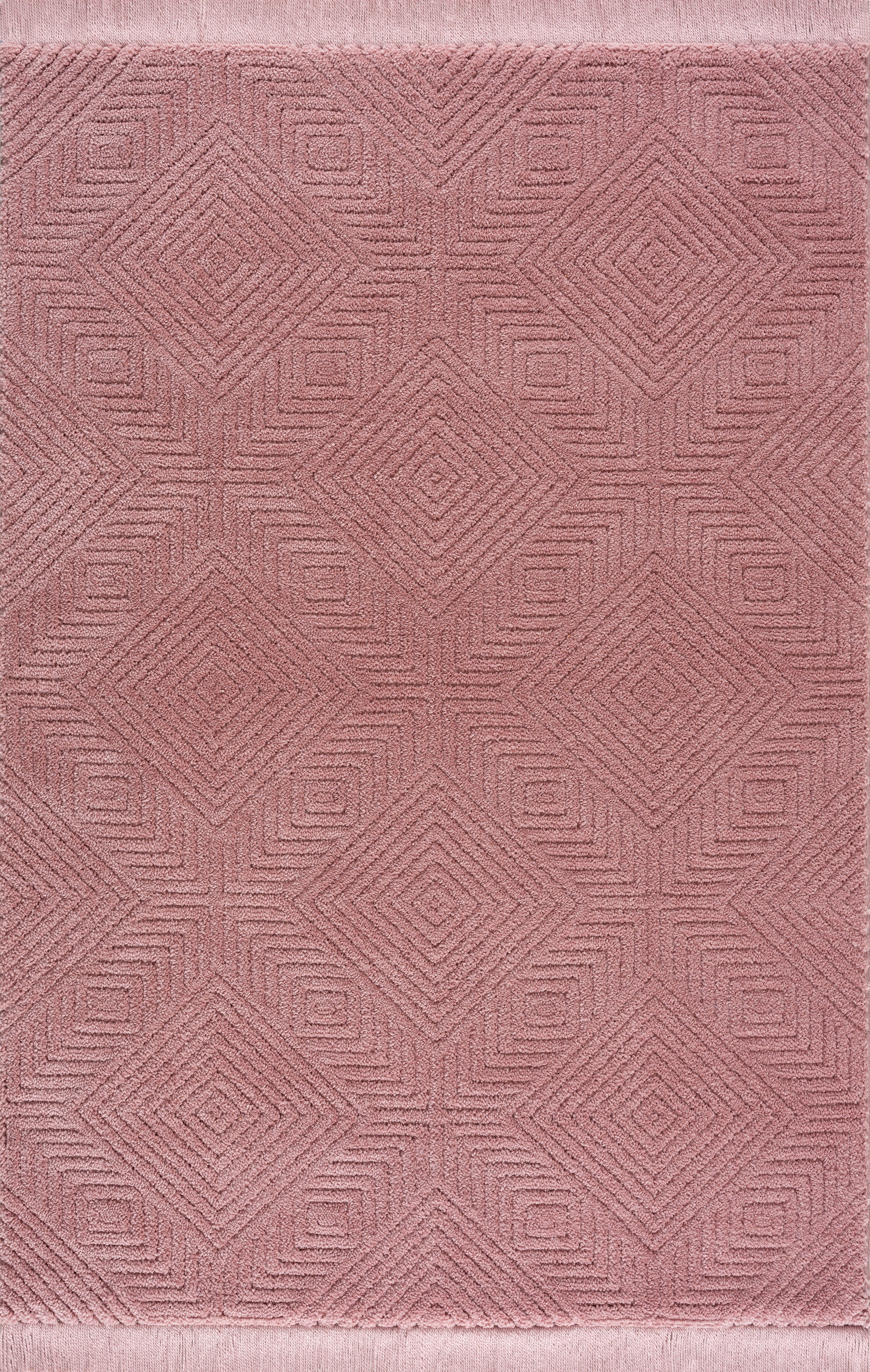22 grafisches Teppich mm, Fransen Design, Leonique, Duchesse, im Wende-Teppich mit Boho, Höhe: pink 3D-Effekt, rechteckig,