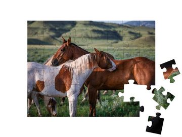 puzzleYOU Puzzle Freunde: Paintpony und Ranch-Pferd, Montana, USA, 48 Puzzleteile, puzzleYOU-Kollektionen Pferde, Westernpferde