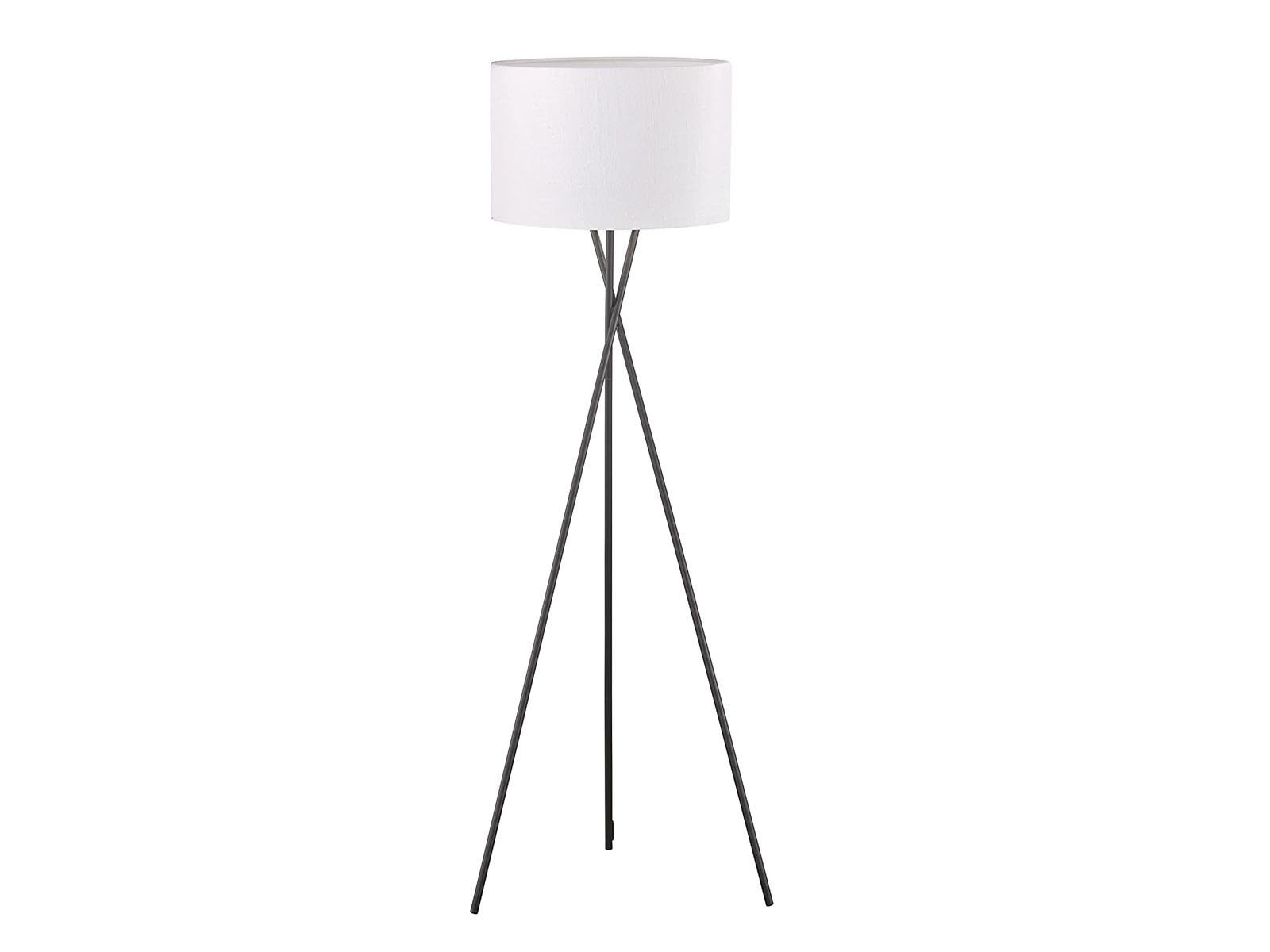 Schwarz-Weiß Große Weiß H: LED wechselbar, meineWunschleuchte Tripod Lampenschirm, Leinen Fußschalter Warmweiß, 160cm Stehlampe, Stoff LED Ein/Aus, Dreibein mit