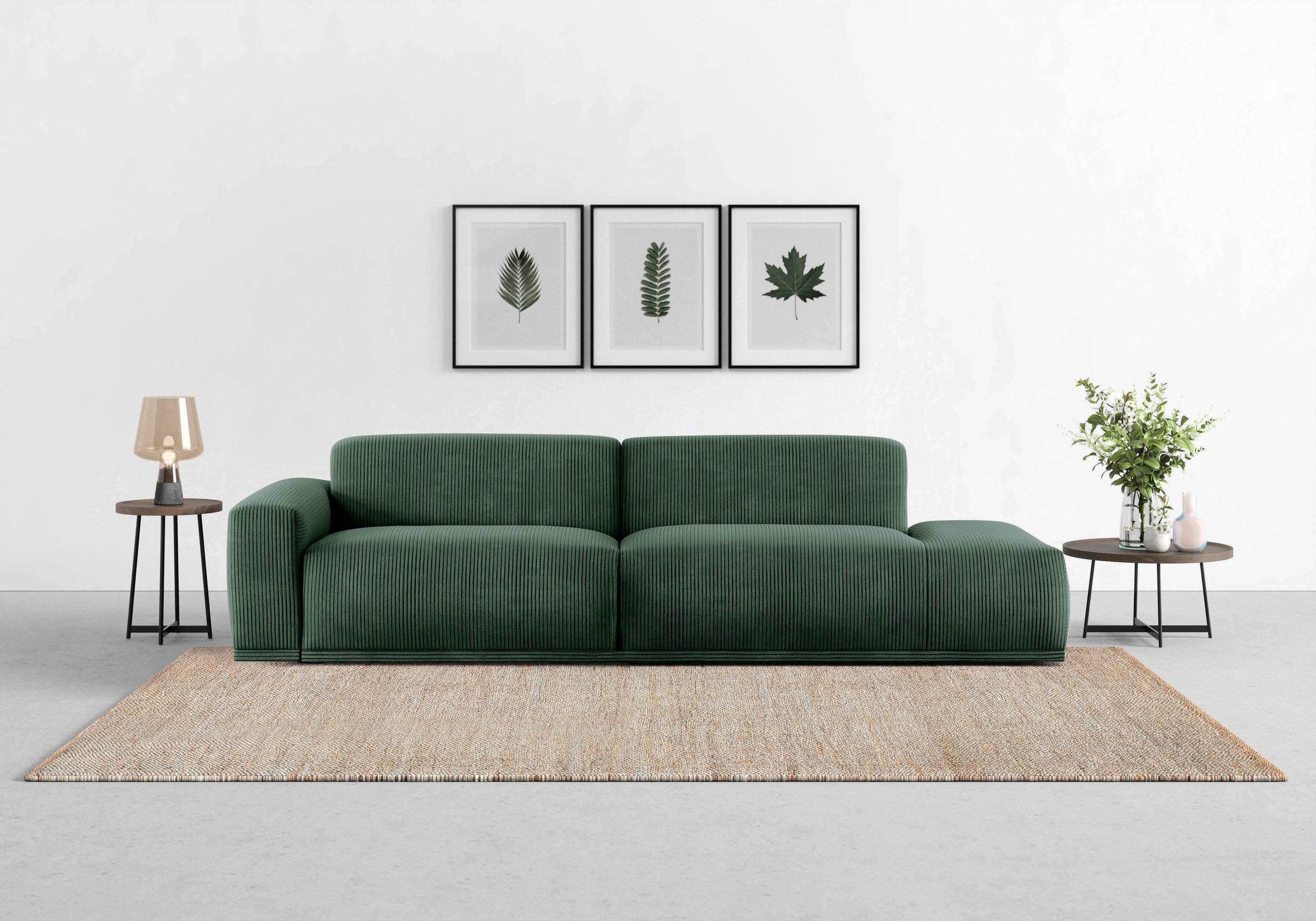 TRENDMANUFAKTUR Big-Sofa Braga, mit hochwertigem Kaltschaum, Megasofa, in Cord erhältlich, modernes Big-Sofa, Couch mit hohem Sitzkomfort, 277/72/107 cm (B/H/T)