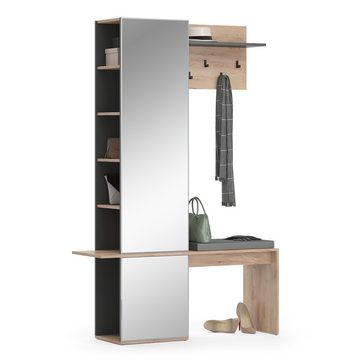 Vicco Garderobe Flurgarderobe Sitzbank ADELINE 120 x 190 x 40 cm Goldkraft Anthrazit (Spar-Set)