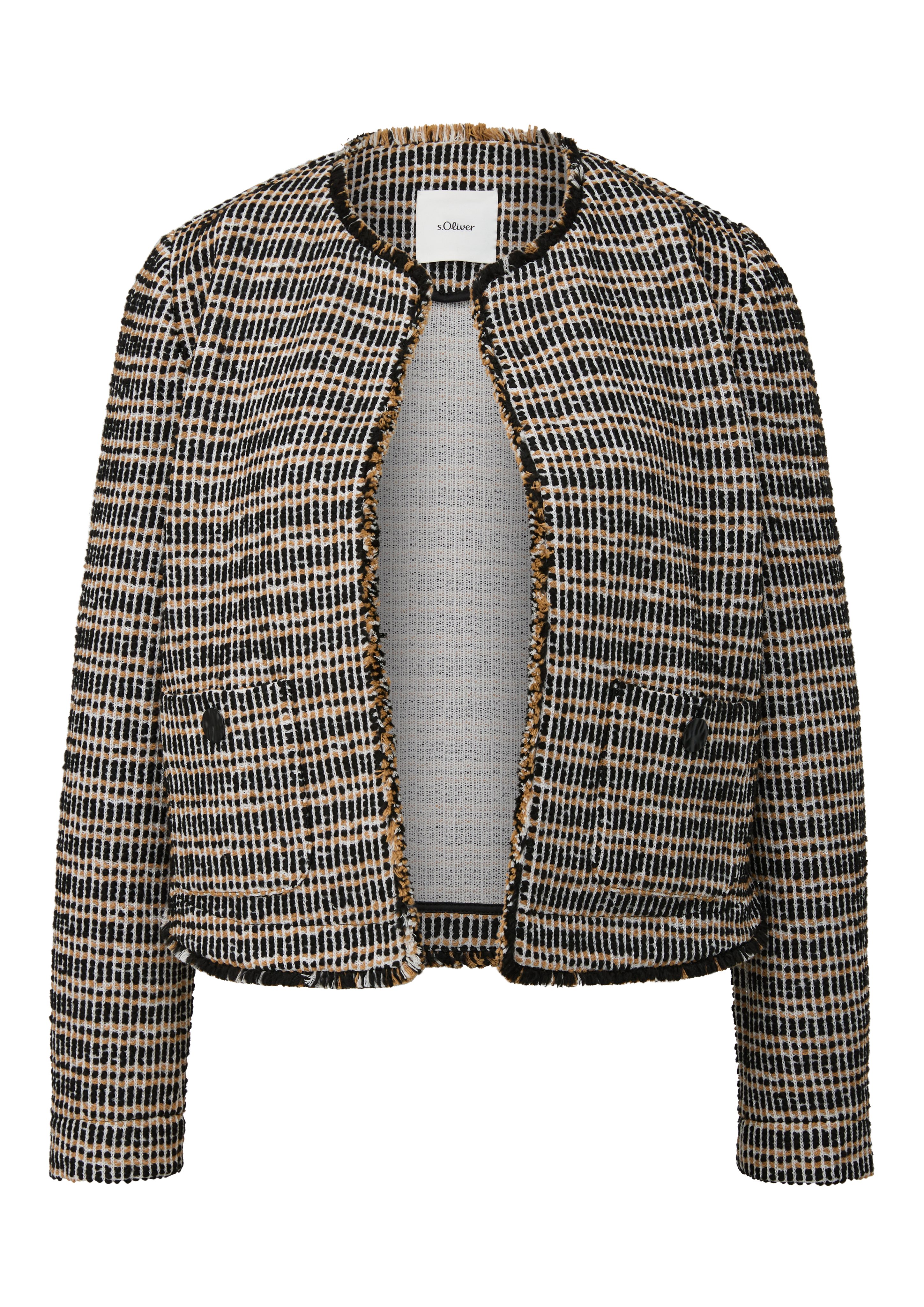 s.Oliver BLACK LABEL Bolerojacke ohne Verschluss und aus Bouclé