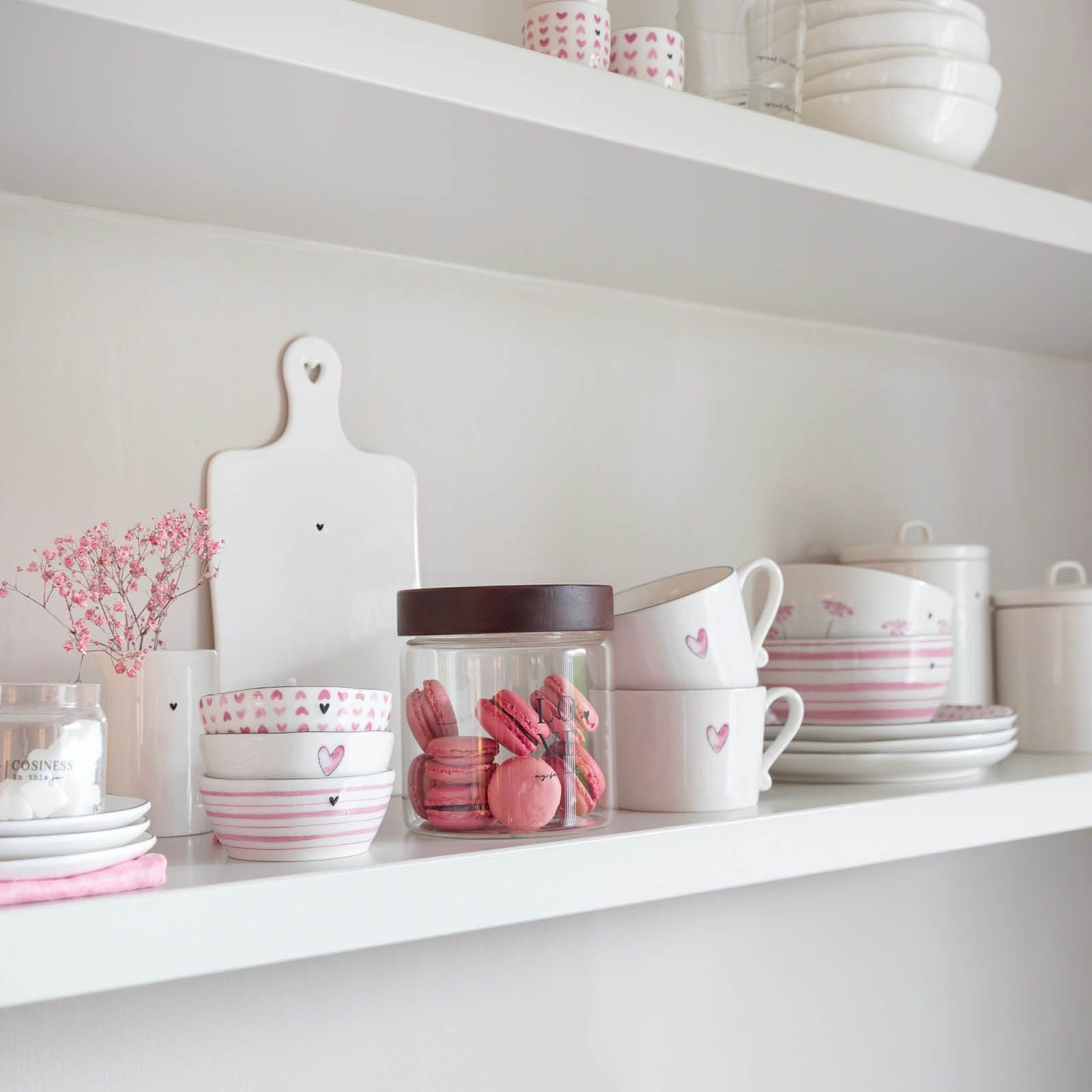 Bastion Collections Tasse Watercolour Heart, Keramik, Spülmaschinengeeignet, Weiß, Herz, H: 7cm