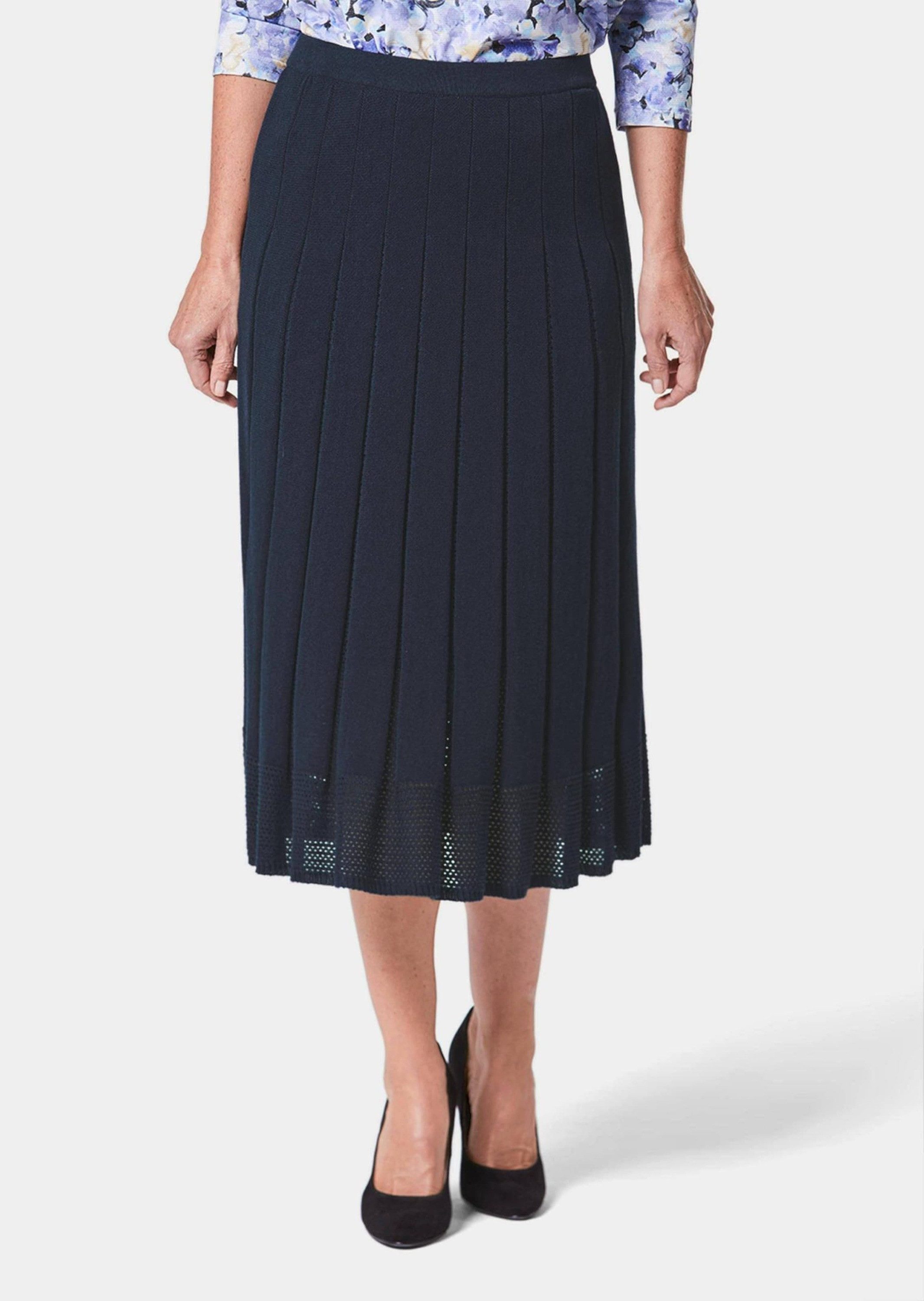 GOLDNER Strickrock Kurzgröße: Strickrock mit Falten, Ajourabschluss günstig online kaufen