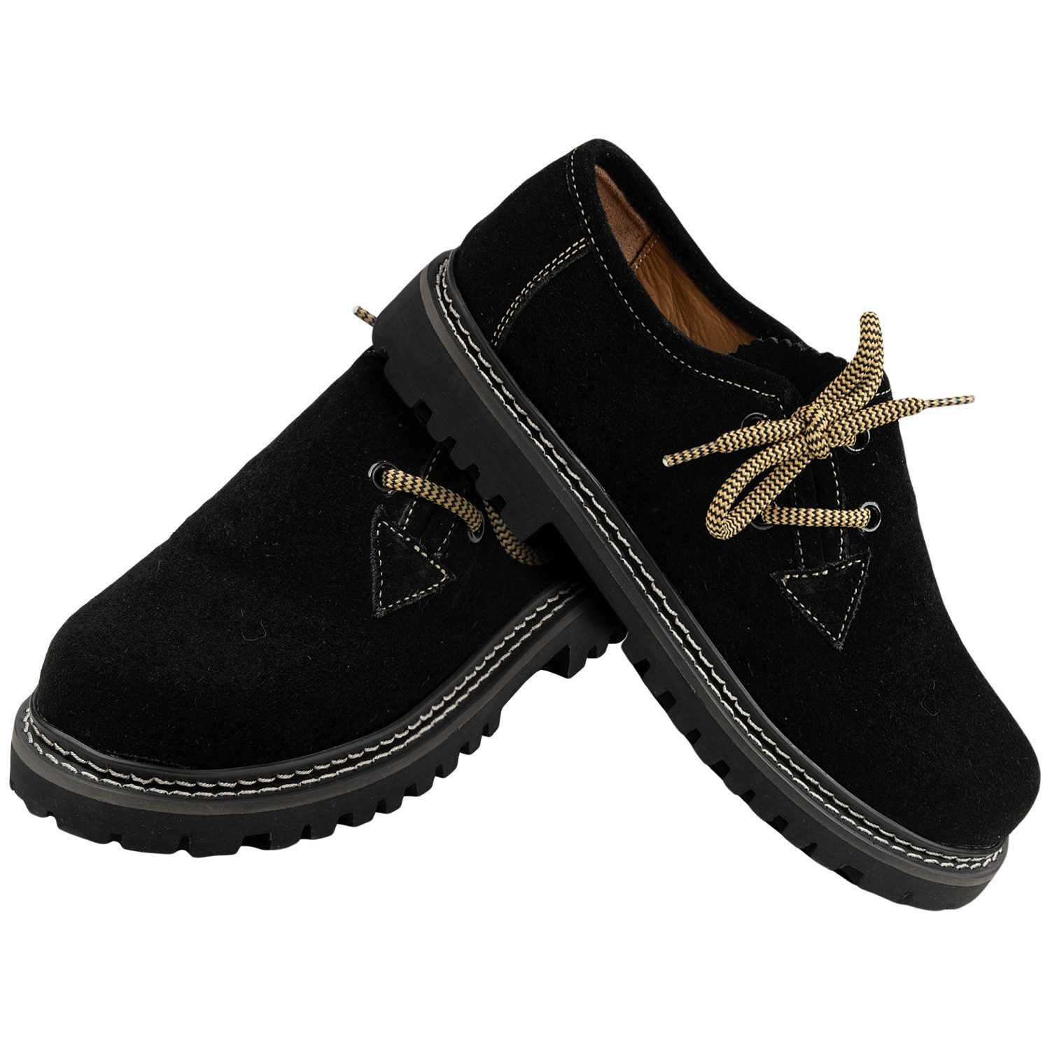 German Wear GW1800-VL Kinder Haferlschuh Jungen Mädchen Haferlschuhe Trachtenschuhe Schwarz/Dunkelbraun