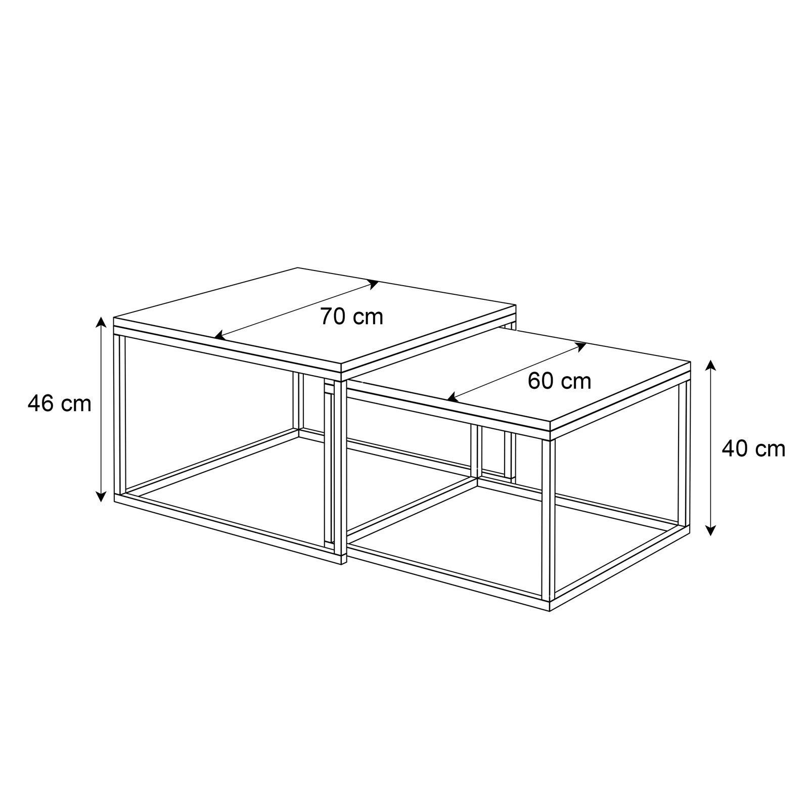 Lookway Couchtisch YOSHI 2in1 MATT KASCHMIR (2er-Set), Breite: 70 cm und 60 cm – Bild 4 von 4
