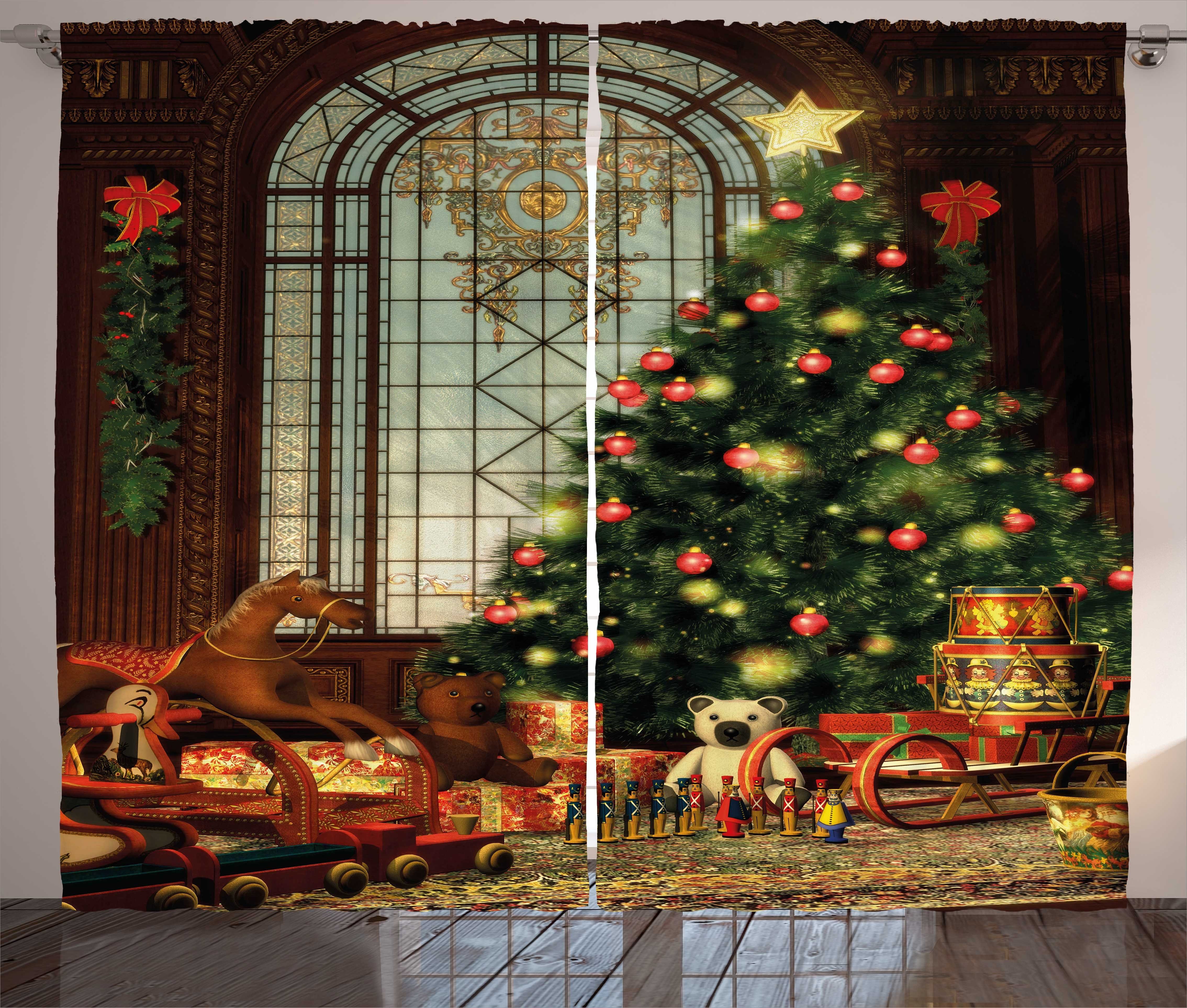 Vorhang Schlaufen Weihnachtsbaum Schlafzimmer Weihnachten Gardine und Haken, Kräuselband Abakuhaus, mit