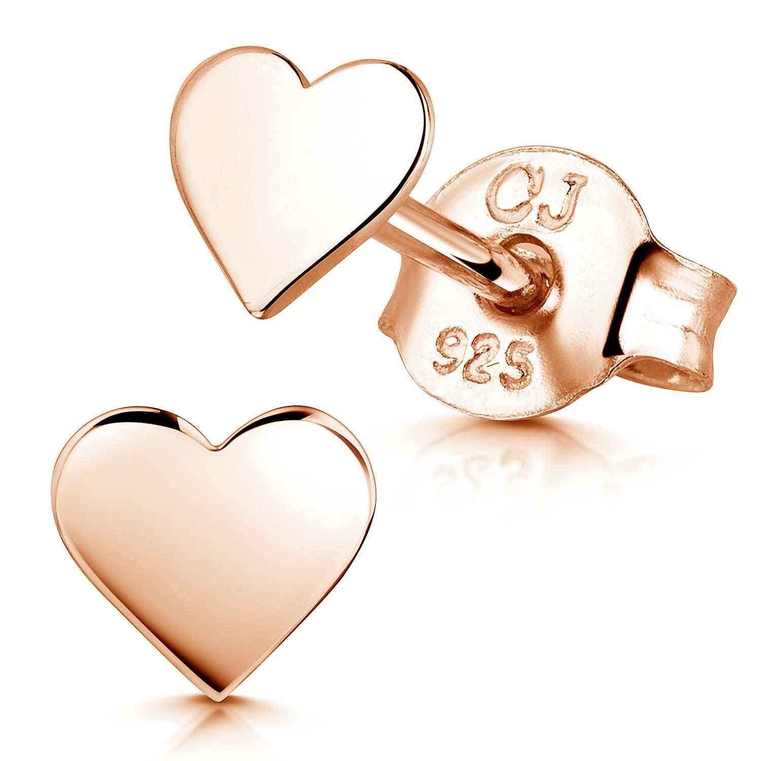 Materia Paar Ohrstecker Rosegold Herzen Liebe Romantik klein 5mm SO-260, Sterlingsilber, rosevergoldet
