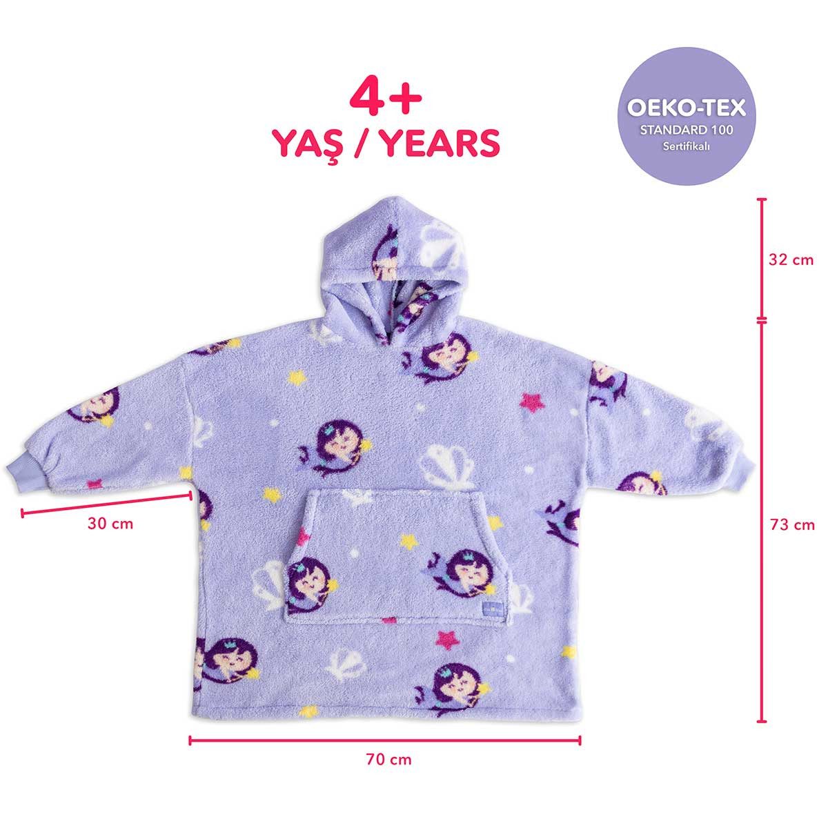 Babydecke Milk&Moo Kleine Meerjungfrau Tragbarer Decken-Hoodie für Kinder Jungen, MILK&MOO