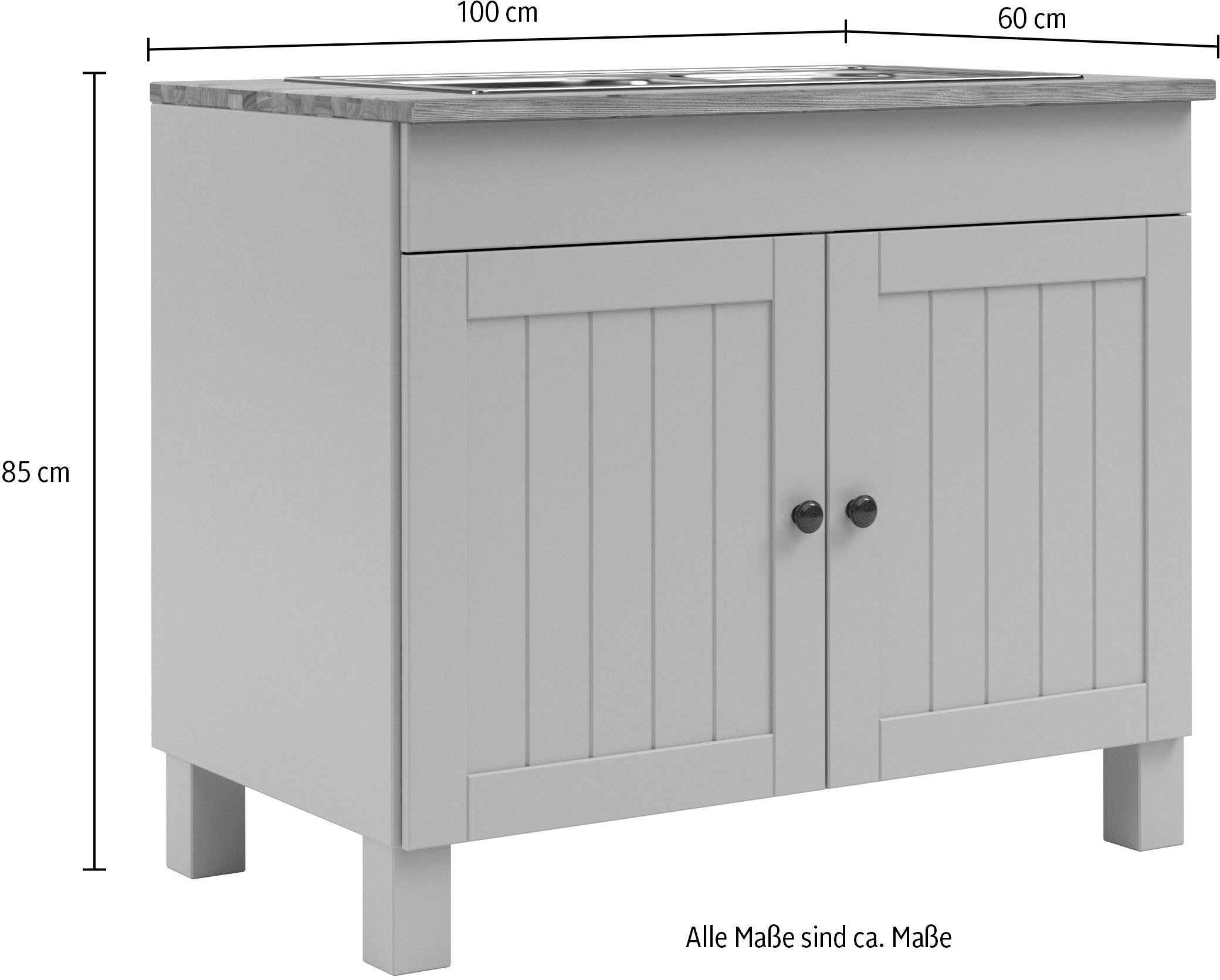 Home affaire Spülenschrank Alby2 Mit Metallgriffen, Breite 100 cm