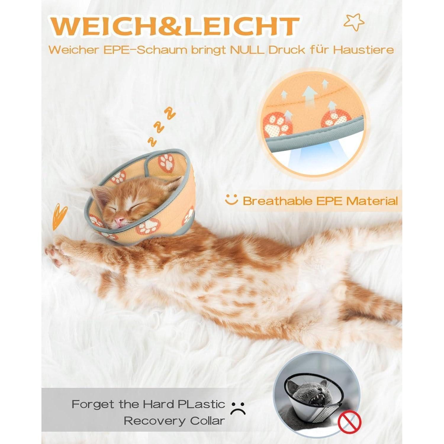 Supet Schutzkragen Verstellbare Halskrause für Katzen nach Operation - Weiches Kragen