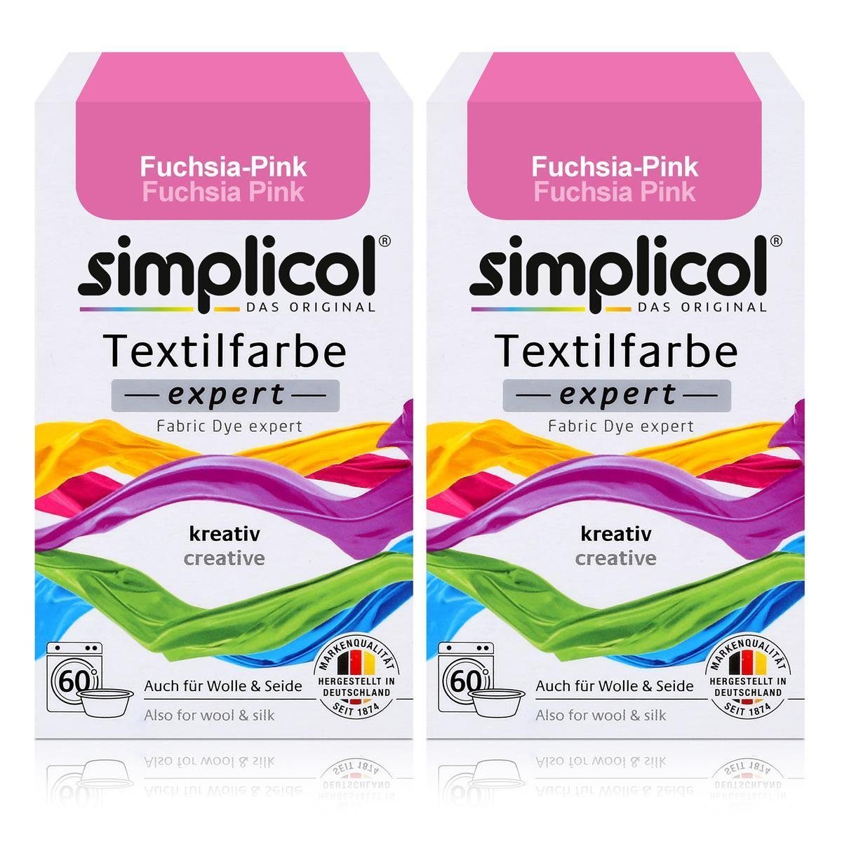 simplicol Textilfarbe Simplicol Textilfarbe expert Fuchsia-Pink 150g - Farbe zum Färben (2er