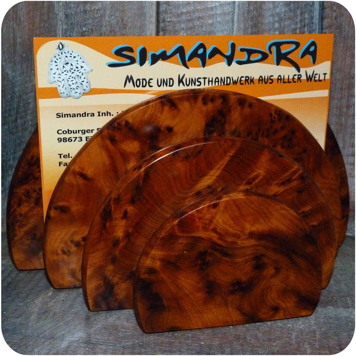 SIMANDRA Briefablage Briefbox Letterbox Organizer Büro Schreibtischset Thuja Wurzelholz, handgefertigt in Marokko