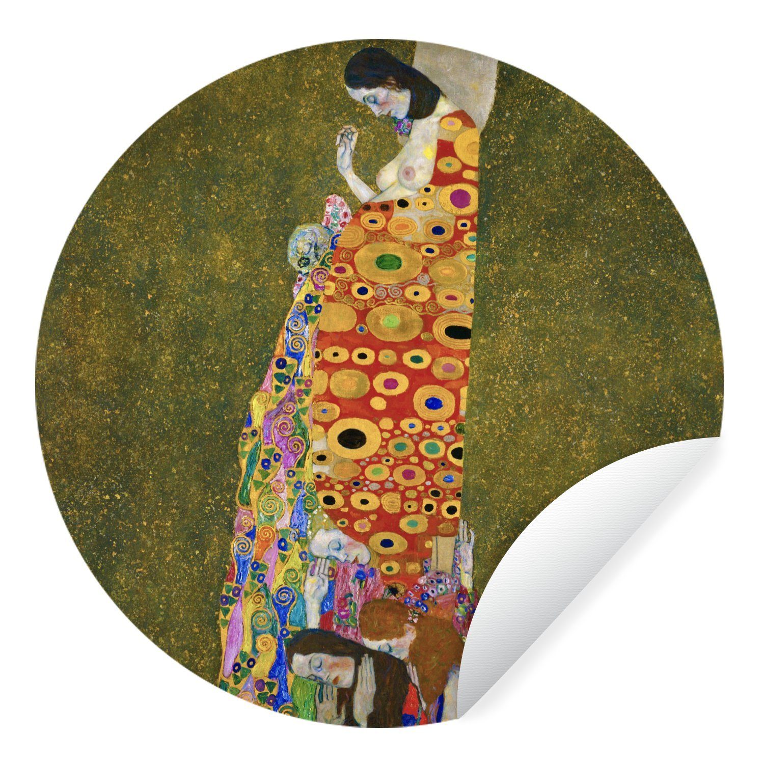 MuchoWow Wandsticker Hoffnung II - Gustav Klimt (1 St), Tapetenkreis für Kinderzimmer, Tapetenaufkleber, Rund, Wohnzimmer