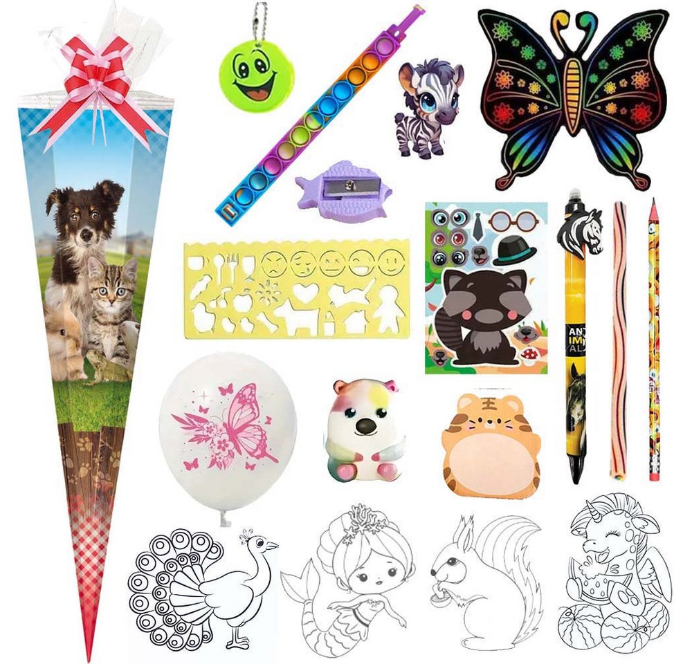 STYLEX Schultüte 50 cm gefüllt Pets Haustiere