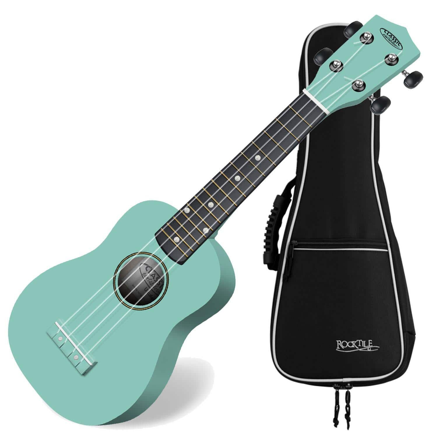 Classic Cantabile Ukulele Sopranukulele (Ukulele, Uke, 15 Bünde, leichtgängige Gitarrenmechanik), Spar-Set inklusive Gigbag
