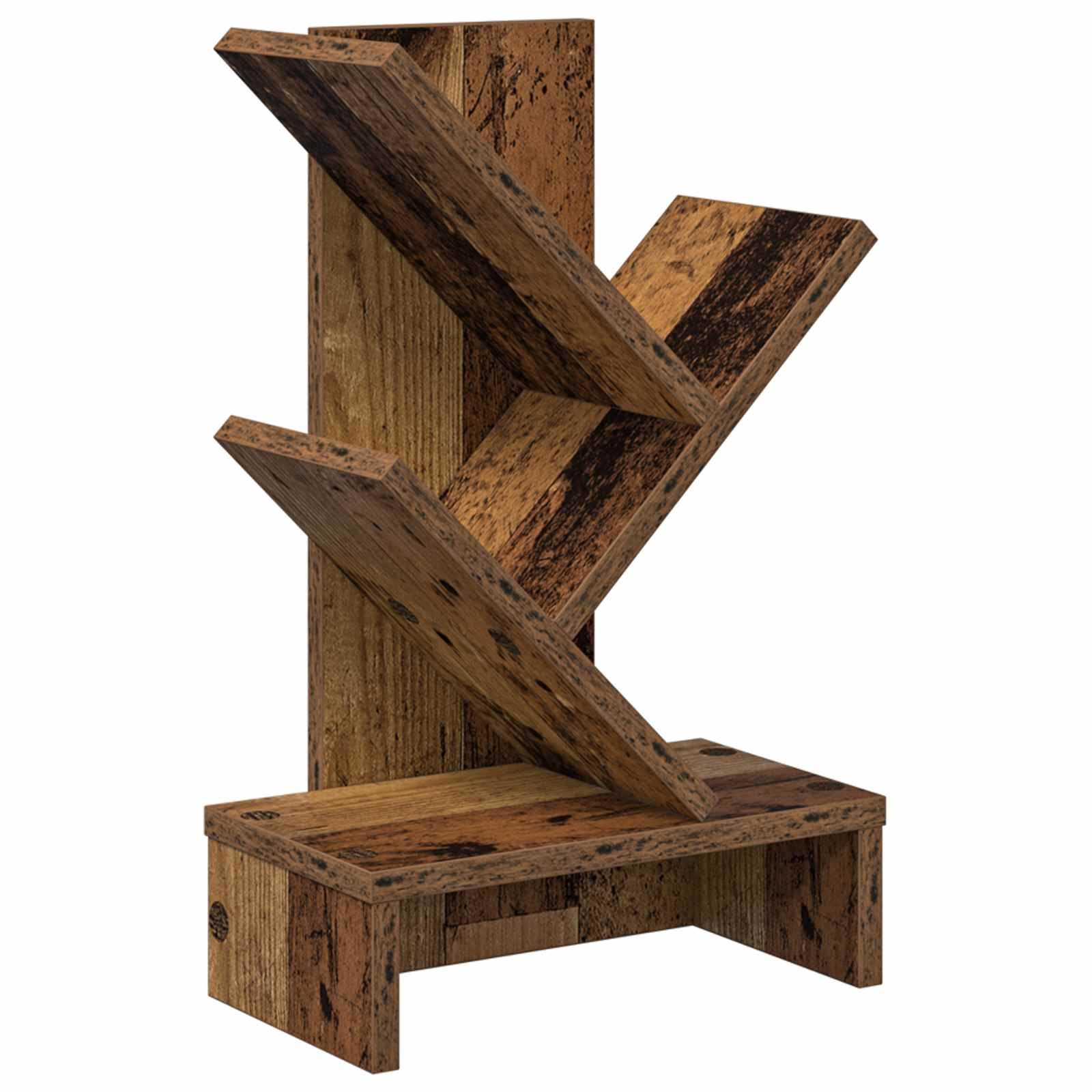vidaXL Bücherregal Baumbücherregal 3-stöckig 30 x 18 x 48 cm Holzwerkstoff Altholz, 1-tlg.