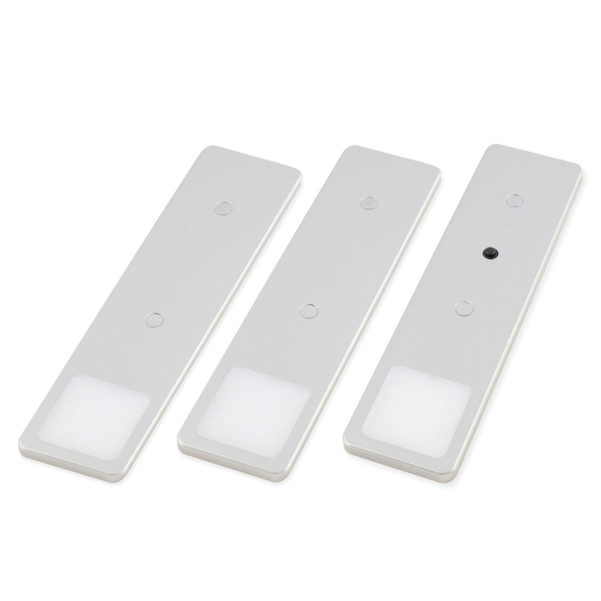 kalb LED Unterbauleuchte LED Unterbauleuchte Solid2, SET silbergrau, mech. Schalter, 3W, 3er Set warmweiß, warmweiß/neutralweiß
