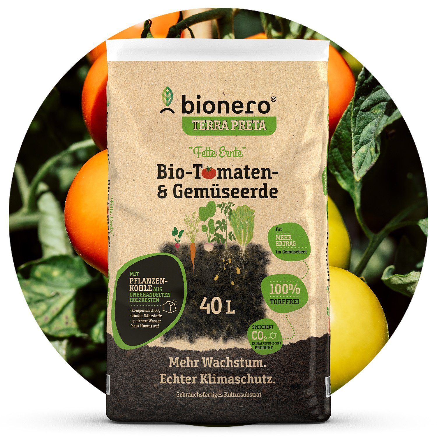 BioErde Tomaten und Gemüseerde 40L bionero® Bioerde, mit
