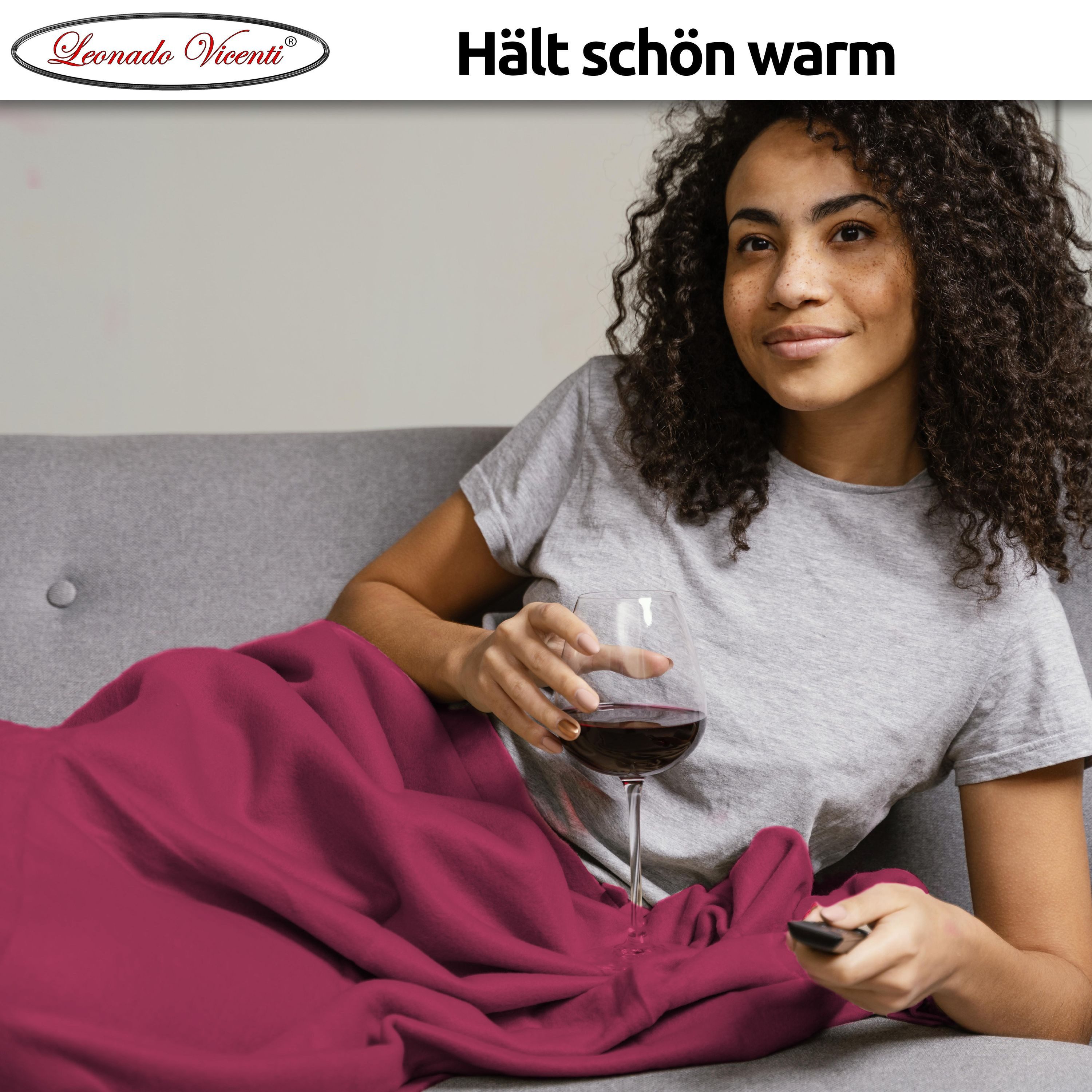 Wohndecke kuschelig warm, 2er Pack 150x200, Leonado Vicenti, Kuscheldecke flauschig weich, Einfarbig,2er Set