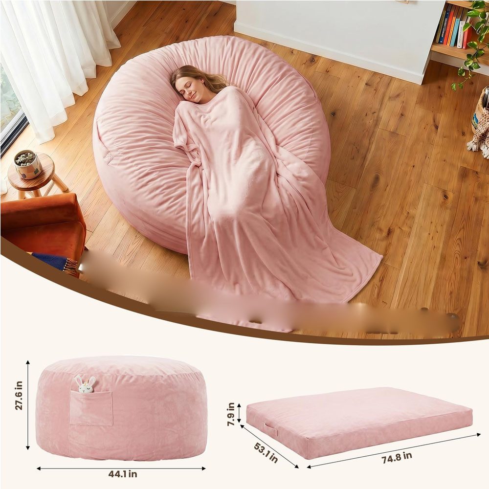 GarveeMore Sitzsack Riesiger 3-in-1 Sitzsack umwandelbar in Sessel und Bett – Bild 3 von 5