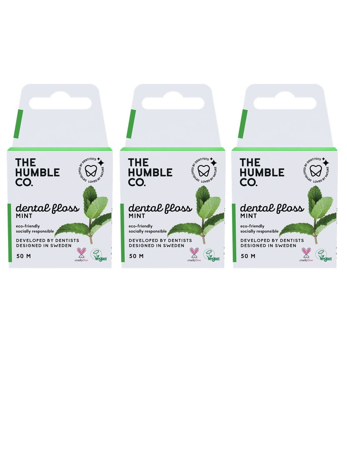 The Humble Co. Zahnseide 3x Humble Dental Floss Zahnseide, Minze 3x 50 m