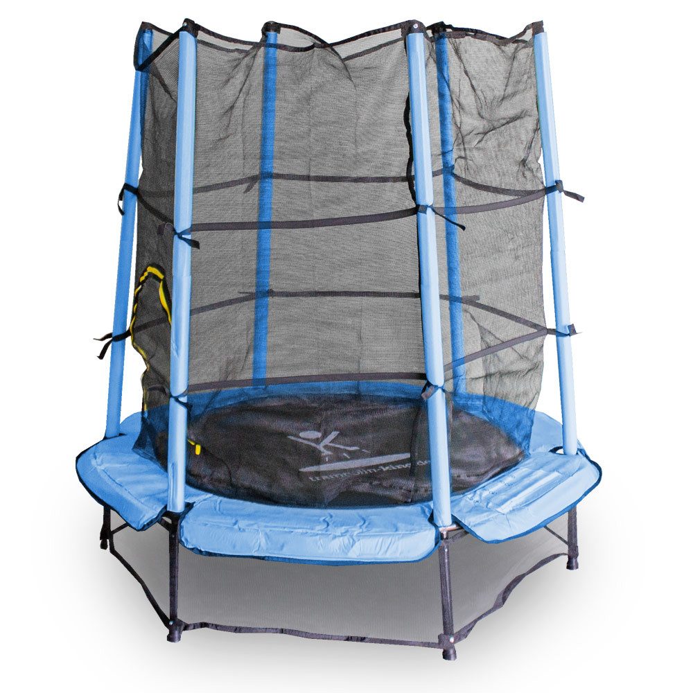 Trampolin-King Kindertrampolin 140cm mit Sicherheitsnetz und Randabdeckung Blau, Ø 3 cm, (MS-17512)