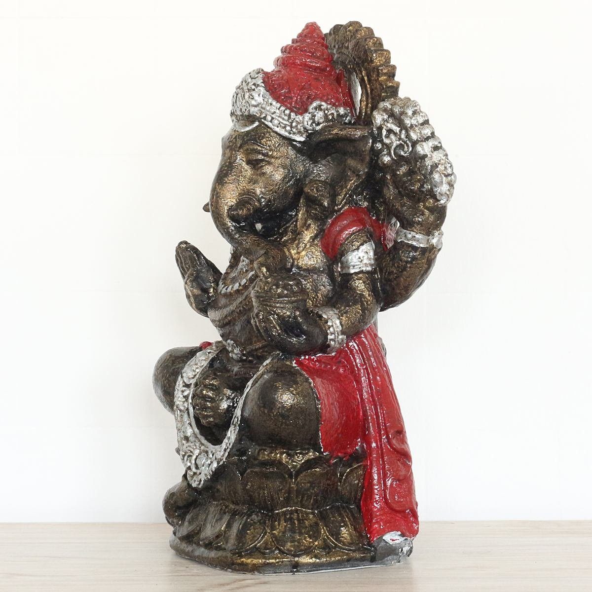 St), traditionelle Ganesha Figur Oriental in cm im Resin Herstellung Rot Dekofigur Elefant sitzend 53 Gold Galerie Ursprungsland (1 Handarbeit