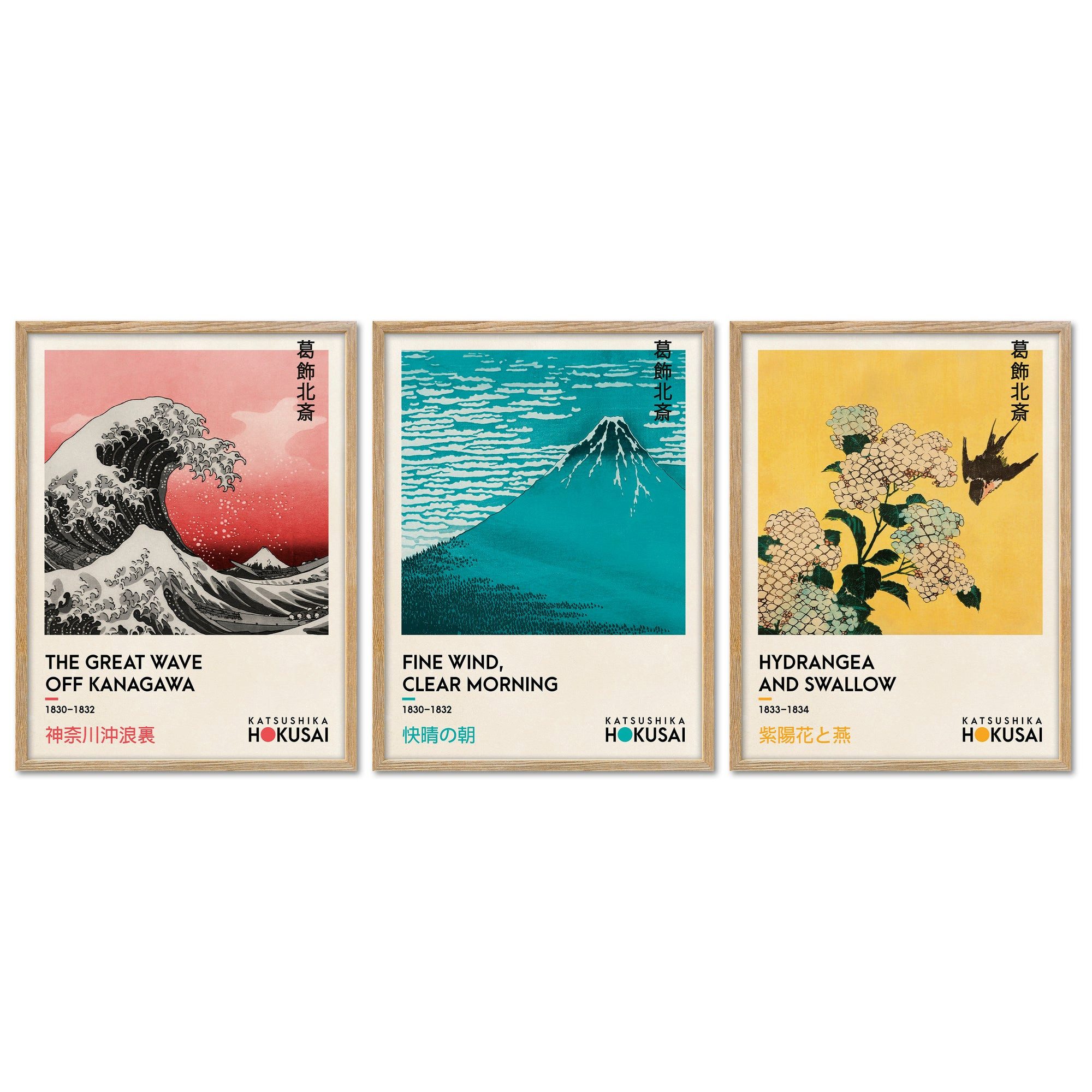 ARTFAVES Bilder-Collage Poster Set - Art Galerie Hokusai - 3 Deko Wandbilde günstig online kaufen