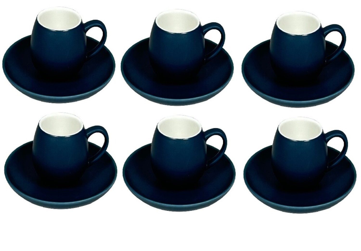 Kaffeeservice 12 Tlg. Kaffeetassen-Set mit Unterteller aus Porzellan 220 ml