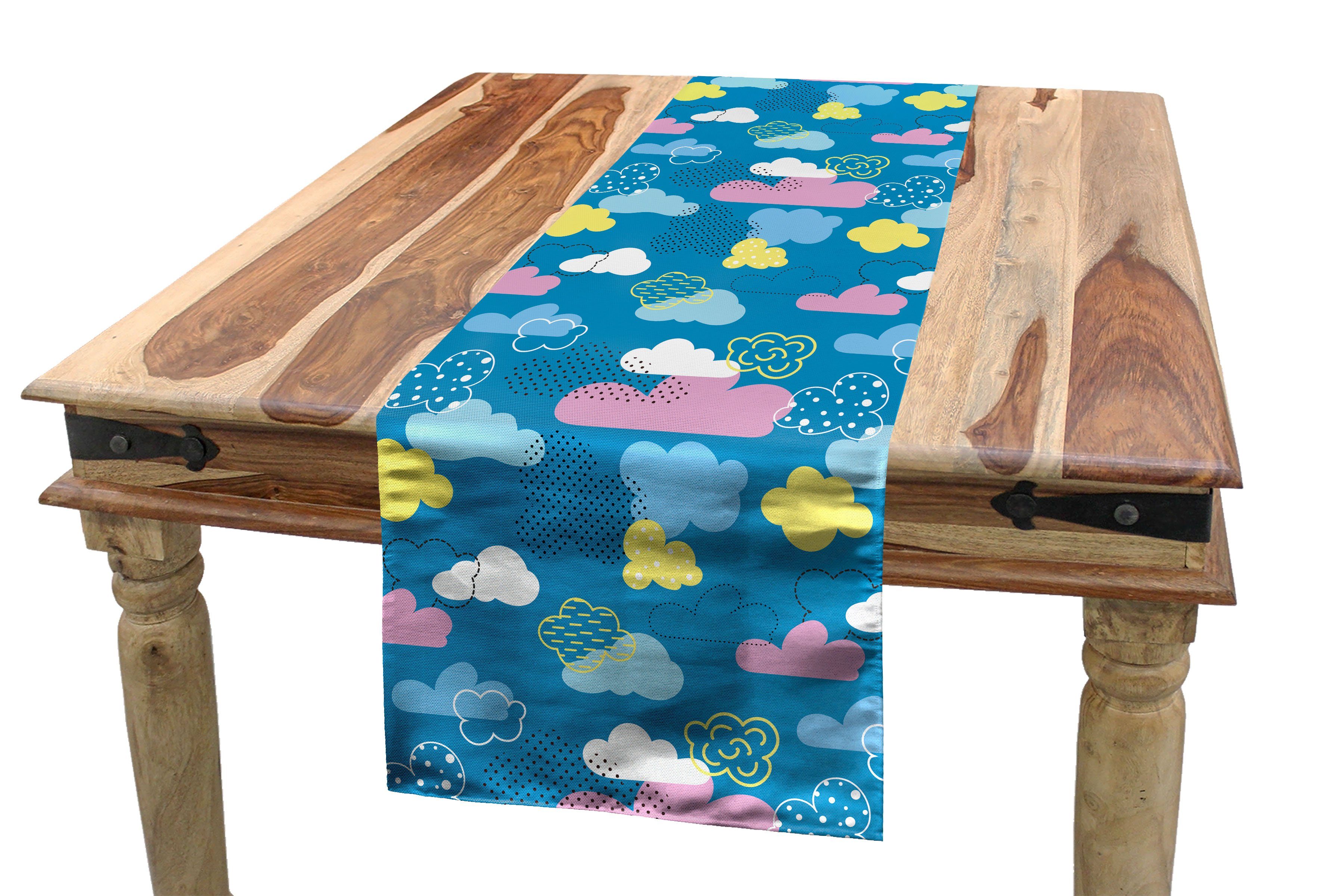 Punkte Küche Esszimmer Nursery Abakuhaus Dekorativer Rechteckiger Wolken Karikatur Tischläufer Tischläufer, Stil
