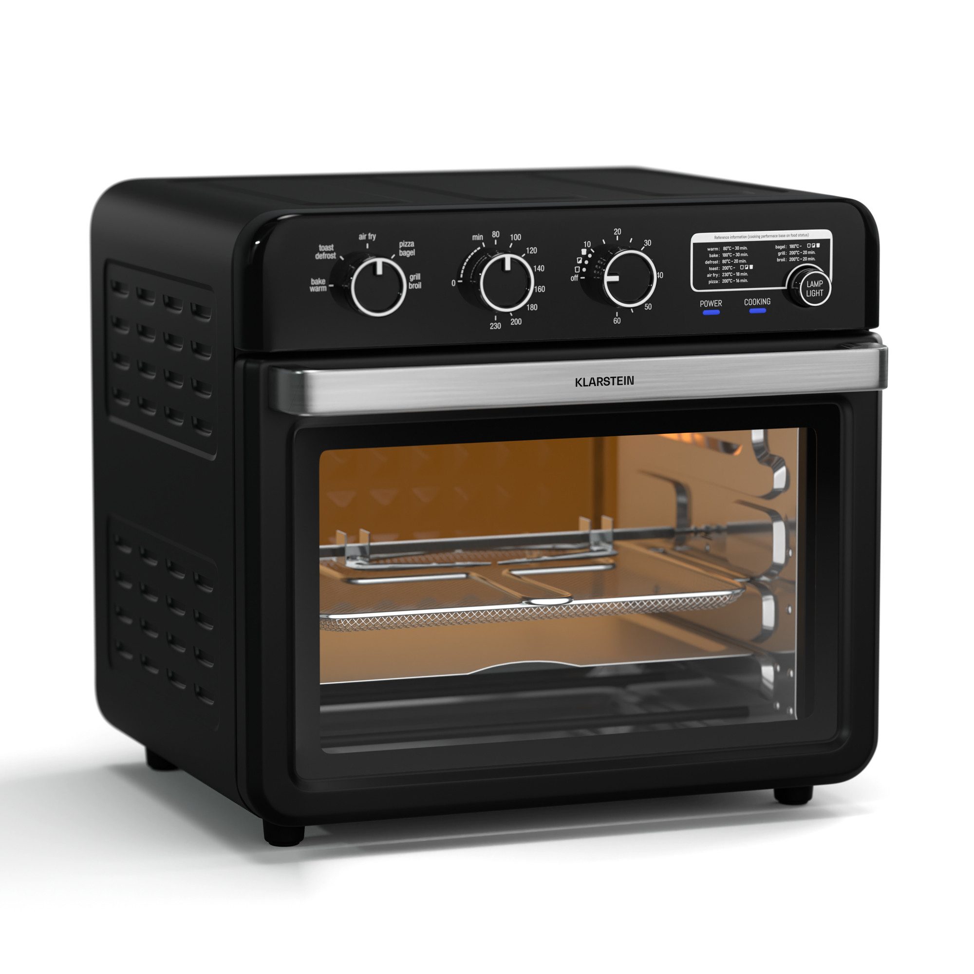 Klarstein Heißluftfritteuse, 2100 W, Heißluftfritteuse Backen Rösten Grill 34L 2000 W Timer