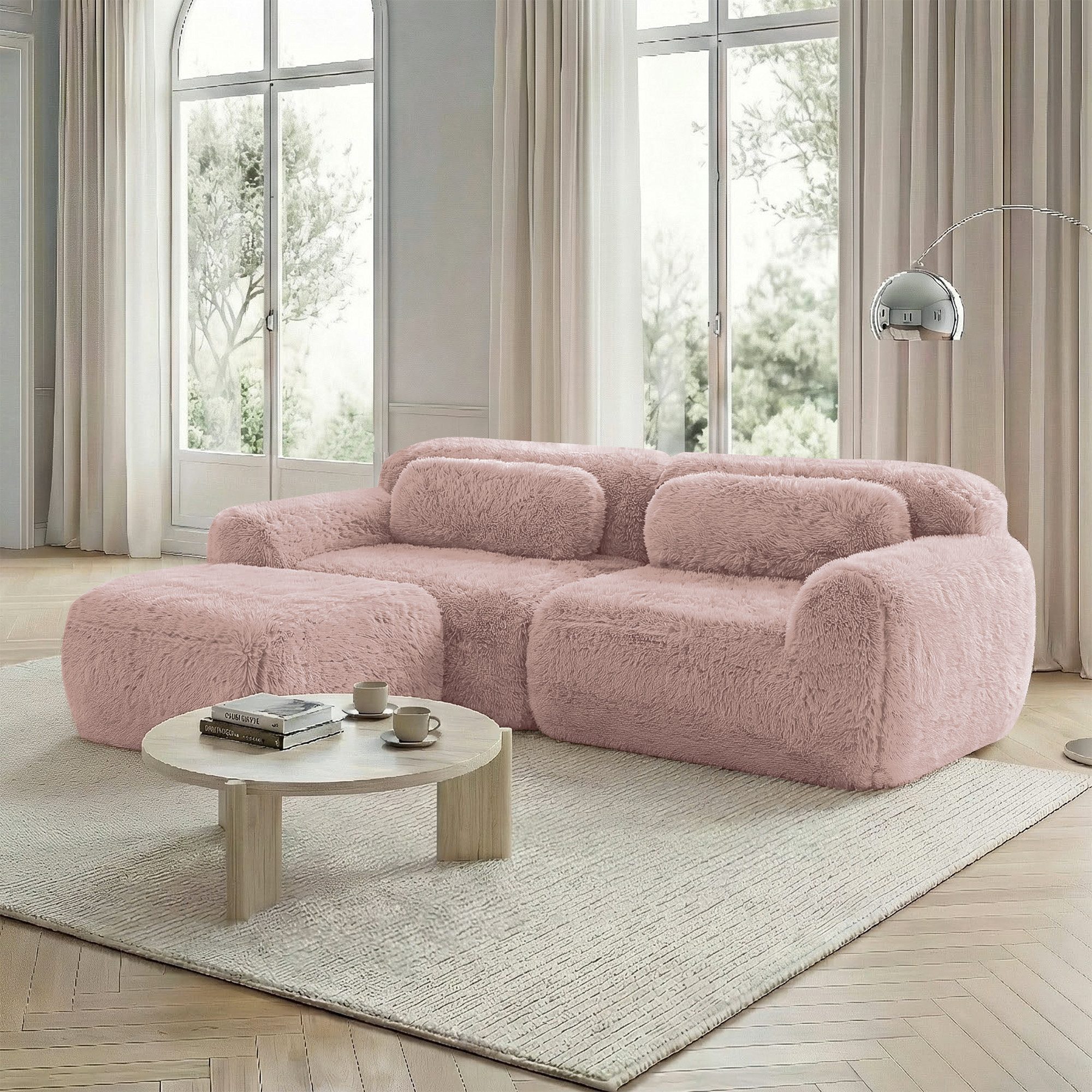 Odikalo Sofa Ecksofa Schlafsofa Modulares Sofa, Plüschstoff, L-förmiges 2-Sitzer Sofa, weicher Plüschstoff, modular, frei kombinierbar, mit Kissen. Weich, hochelastischer Schaumstoff, keine Montage erforderlich, geeignet für kleine Wohnzimmer und Räume