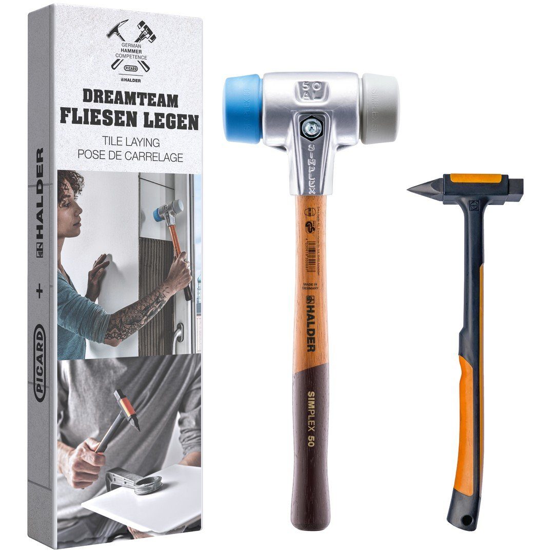 Gummihammer HALDER Aktionsbox Dreamteam Fliesenleger Schonhammer D40mm + Fliesenle