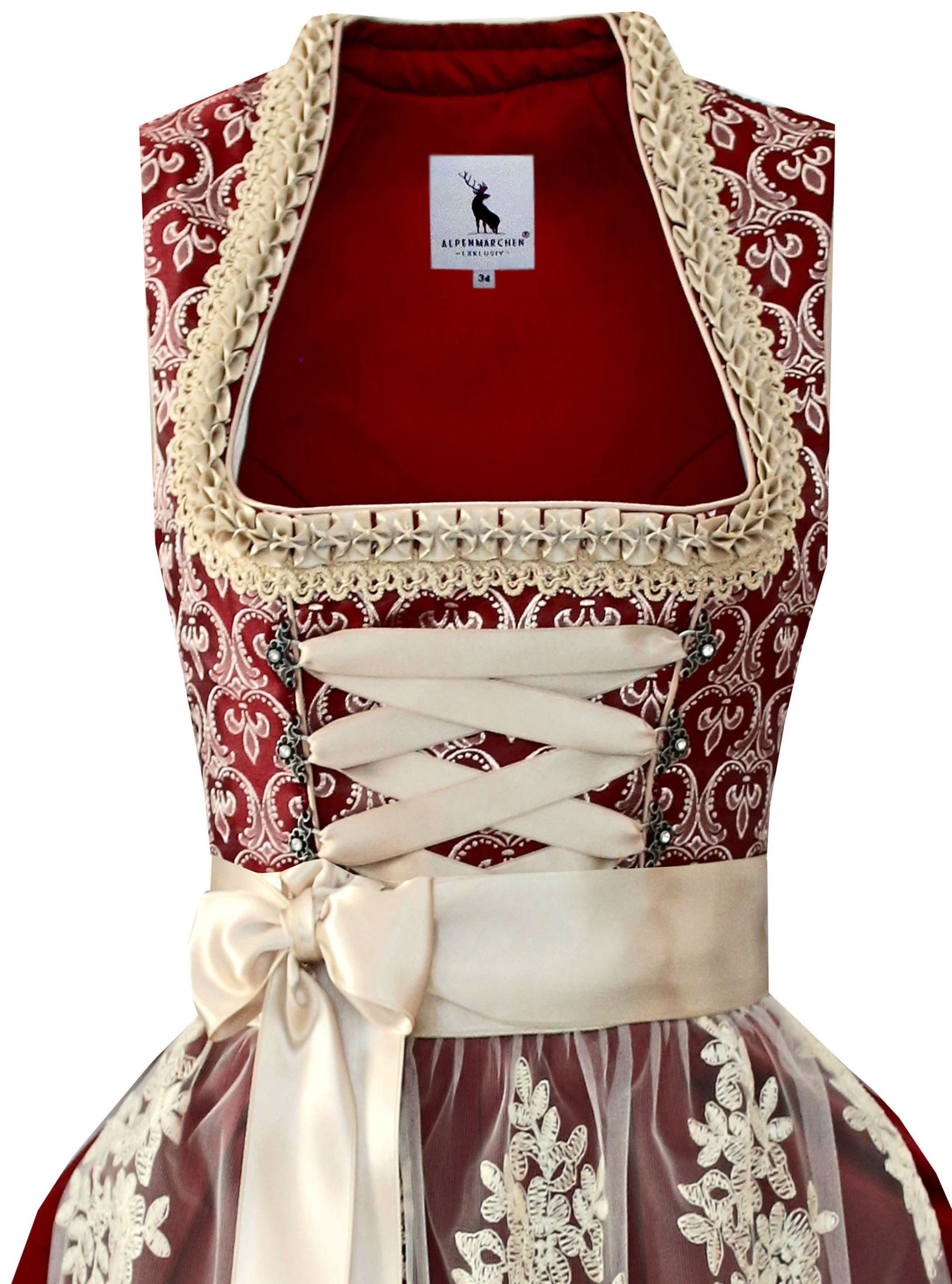 Alpenmärchen Dirndl Langes Dirndl Thea in rot - ALM987 günstig online kaufen