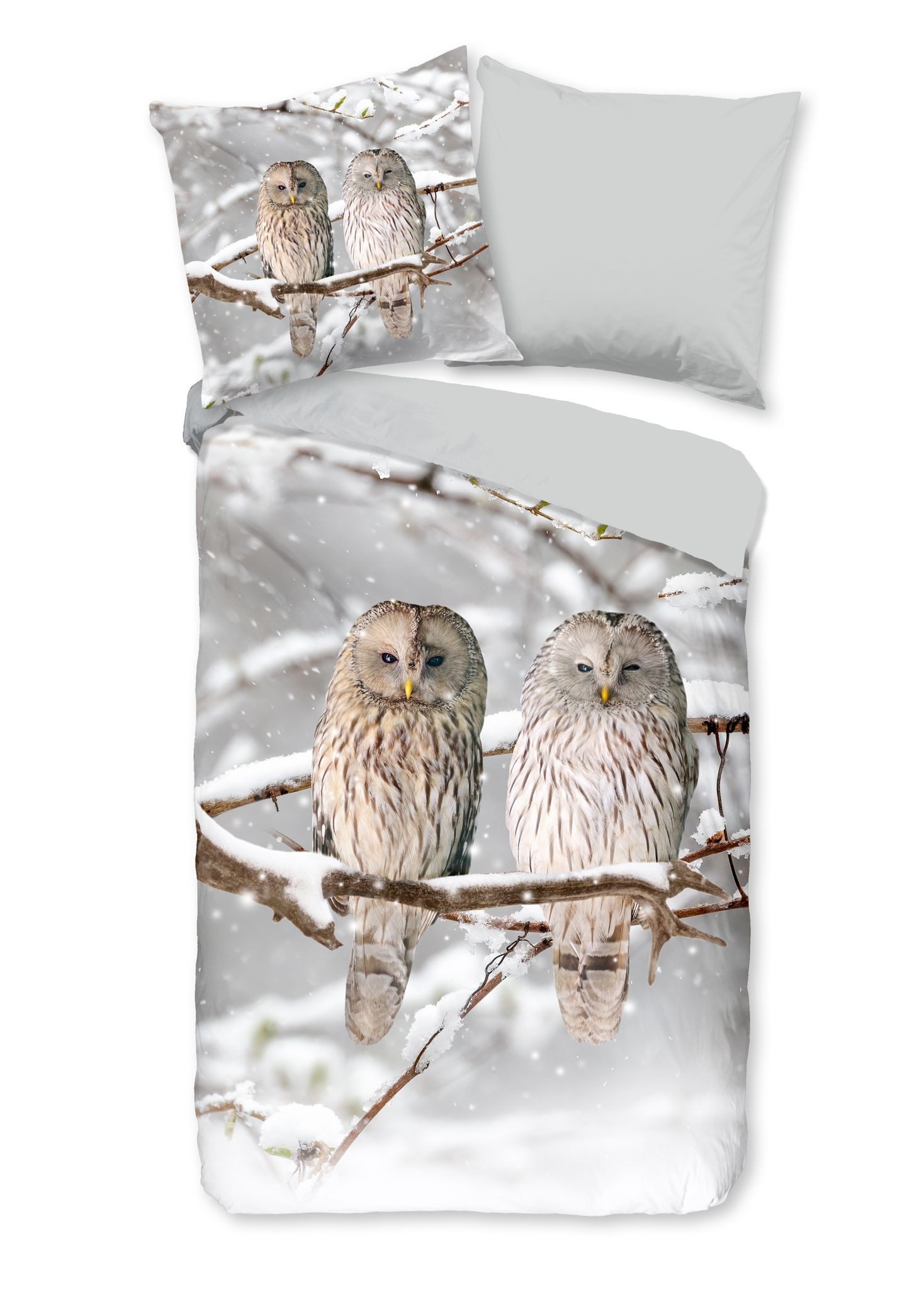 JACK Wendebettwäsche 135x200cm, Eulen Wintermärchen, Flanell, günstig online kaufen