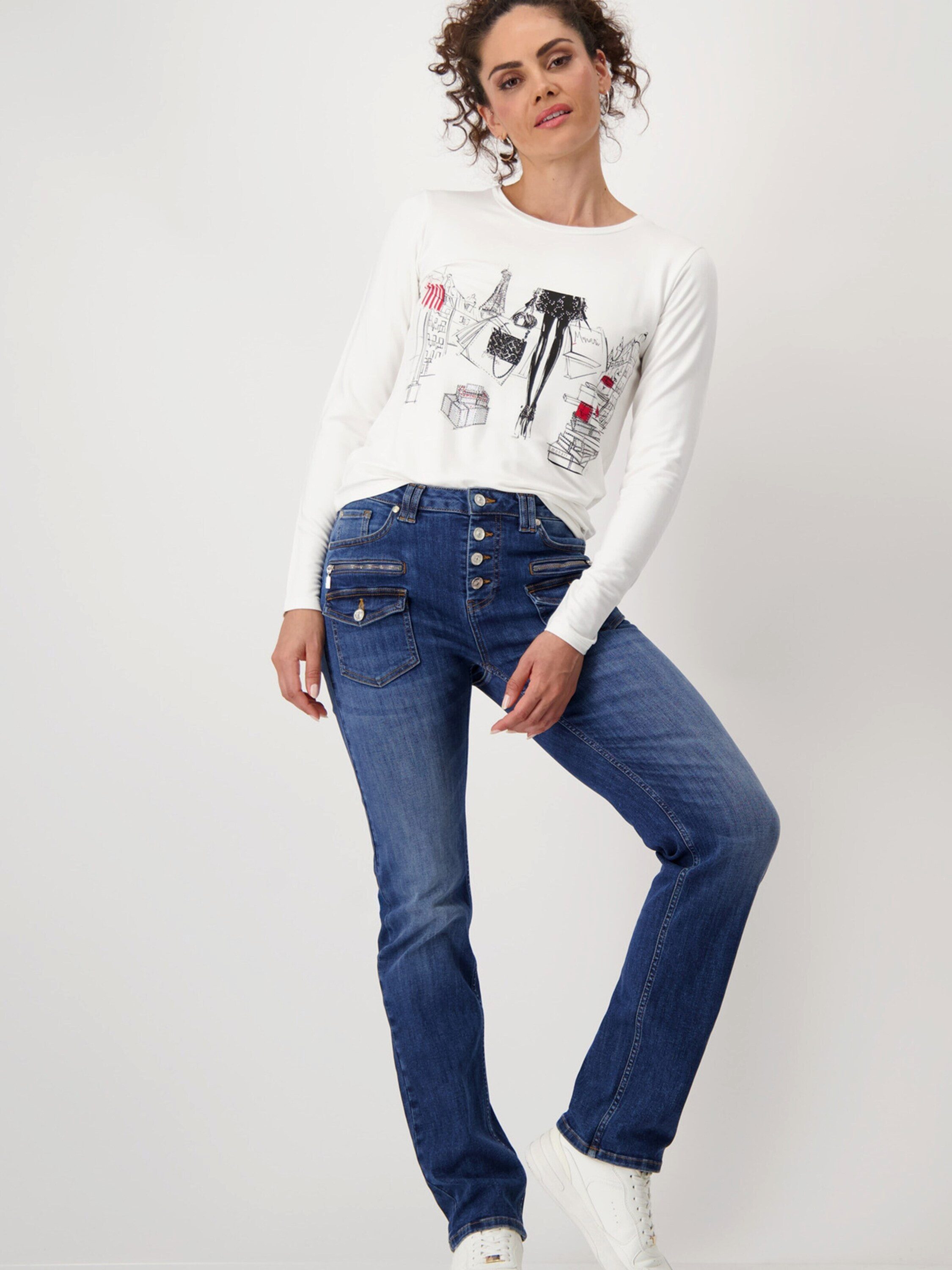 Monari Langarmshirt (1-tlg) Ziersteine