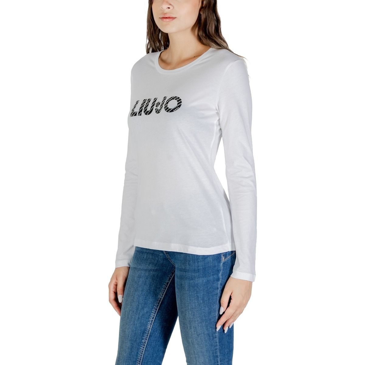 Liu Jo Langarmshirt - Longsleeve mit Strass-Logo – Shirt Langarm aus Baumwolle