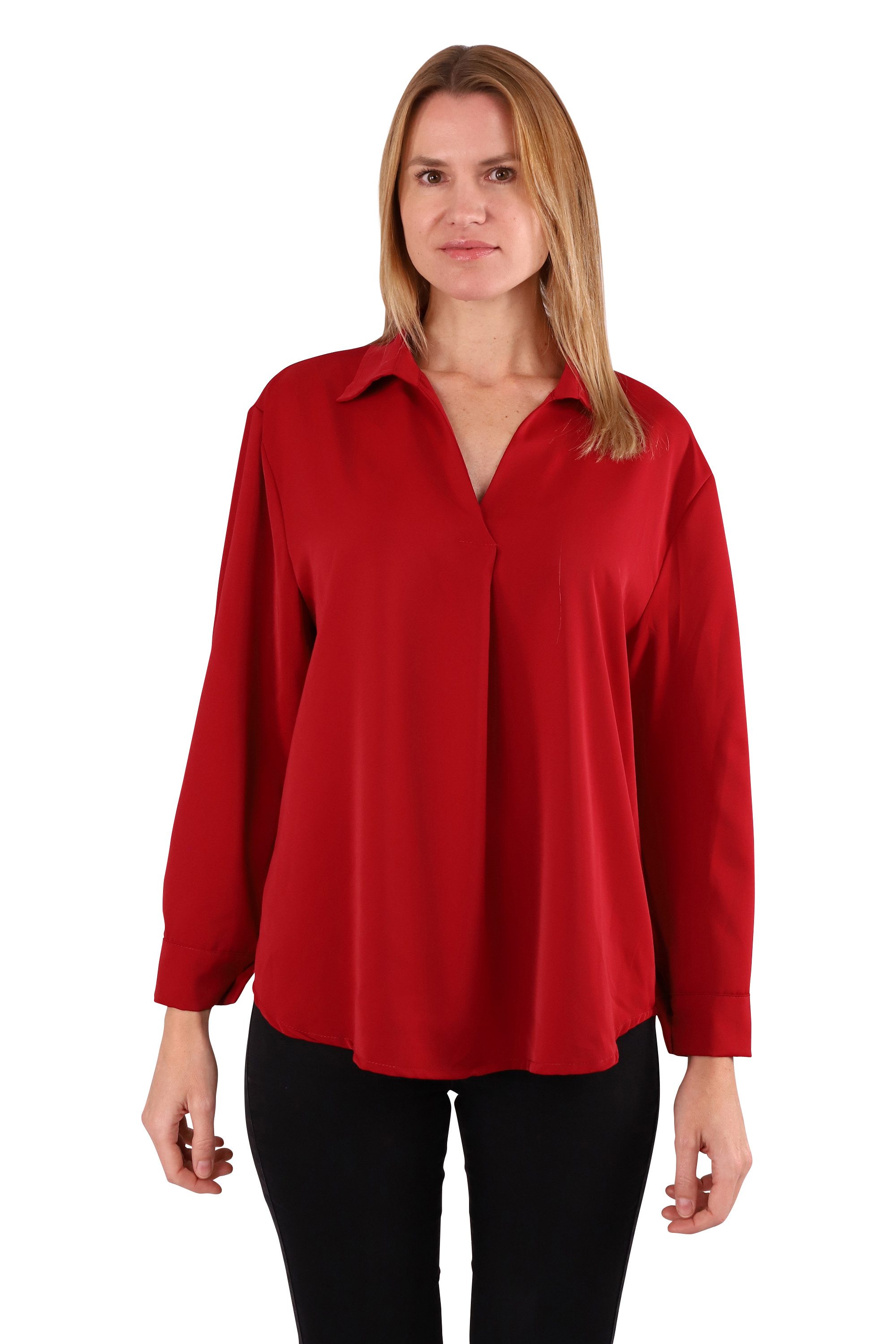 GURU SHOP Handbedruckte Baumwollbluse – Luftig & Bequem, Mit 3/4-Ärmeln | Traditioneller Holzmodeldruck | Für Damen