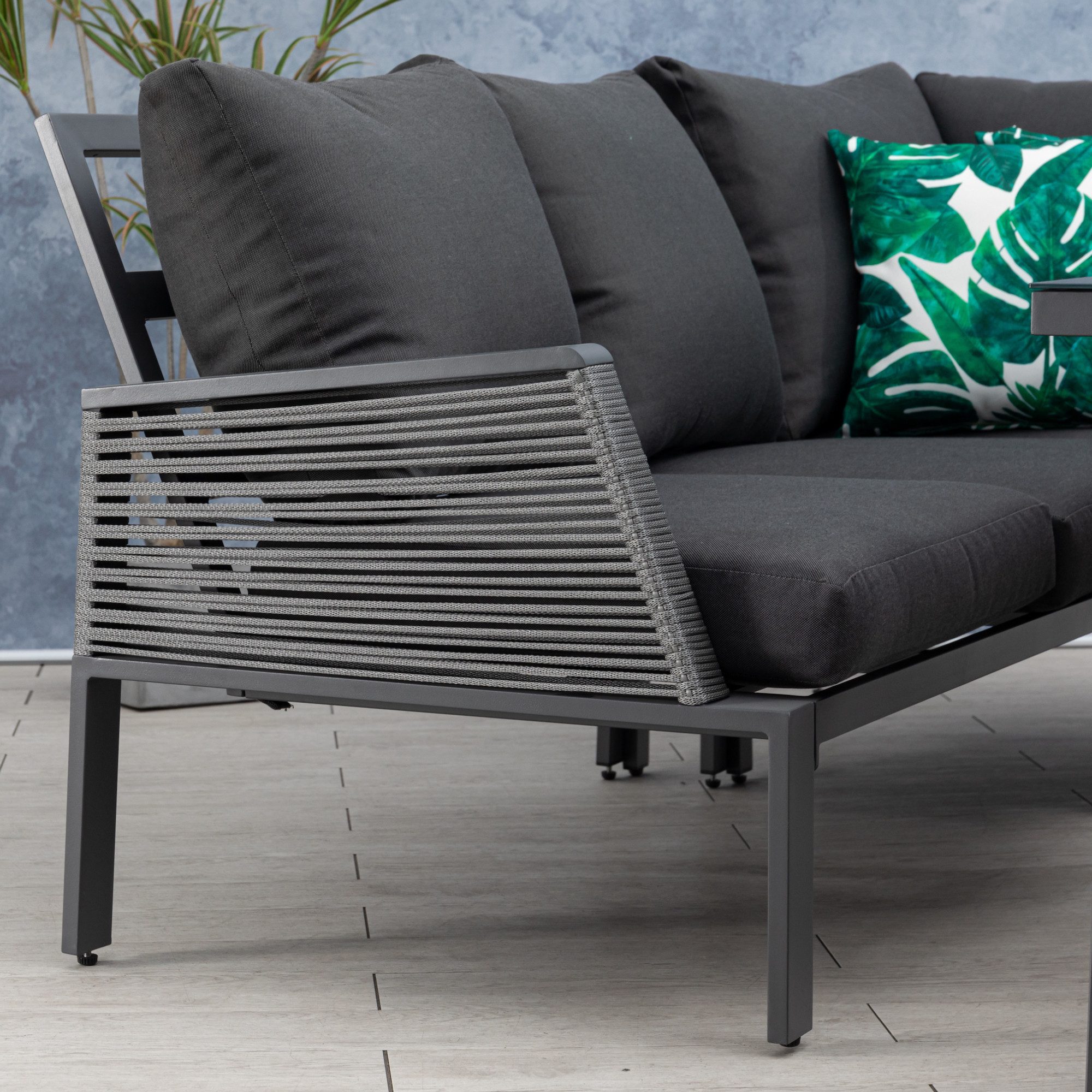 MANDALIKA Garden Gartenlounge-Set Alu / Rope Dining Eck Lounge Set Elba inkl. 2x Dining Sessel