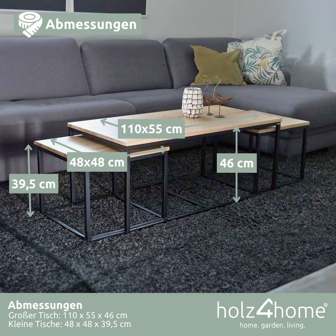 holz4home® Eiche aus von Couchtisch 3er-Set Couchtisch holz4home