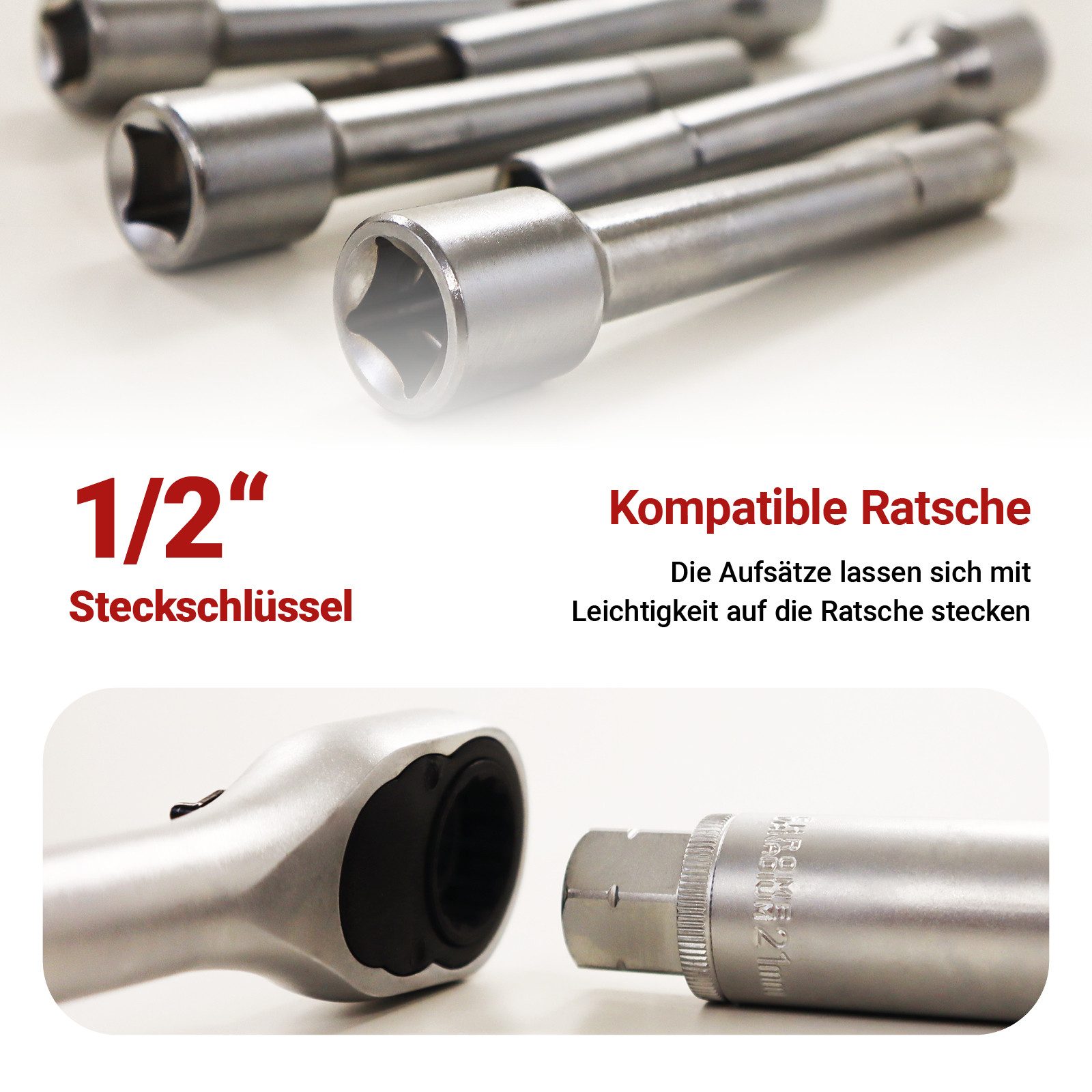Bituxx Werkzeugset Bituxx Stoßdämpfer Werkzeug Set 18 tlg., (Set, 18-tlg., MS-19605), kompatibel mit vorhandener Ratsche