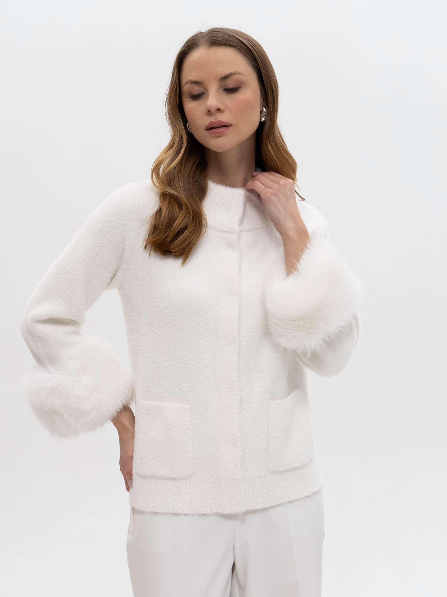 Passioni Fellimitatjacke Kurzjacke mit Felldetails günstig online kaufen