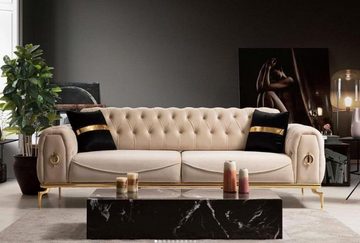 JVmoebel Wohnzimmer-Set Sofagarnitur Luxus Chesterfield Sitzgruppe Dreisitzer Schwarz 3+3 Sitz, (2-St., 2x 3-Sitzer ohne Couchtisch), Made in Europa